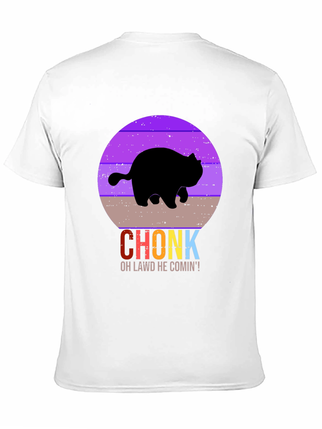 Black Chonk Cat T-Shirt - Oh Lawd He Comin'! view 11