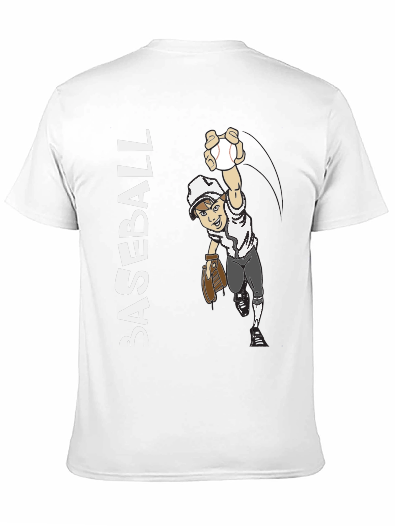 Black Cartoon Baseball Player Graphic Tee - Black Cotton Blend view 11