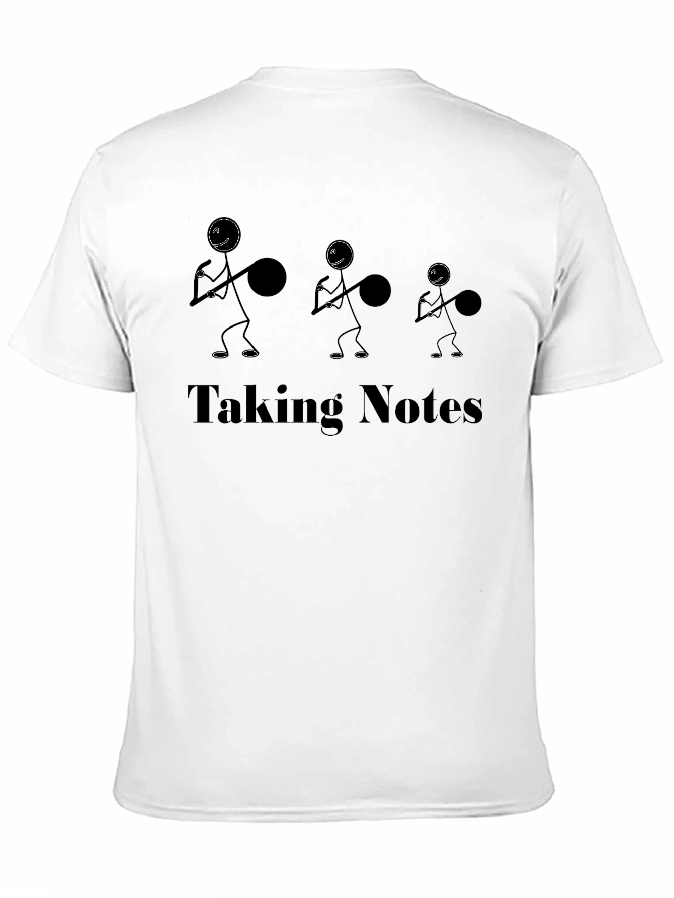 Black Taking Notes Funny Stick Figure Black T-Shirt view 11