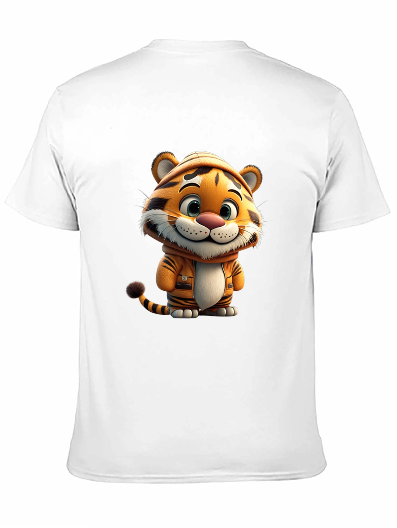 Black Cute Cartoon Tiger Black T-Shirt view 11