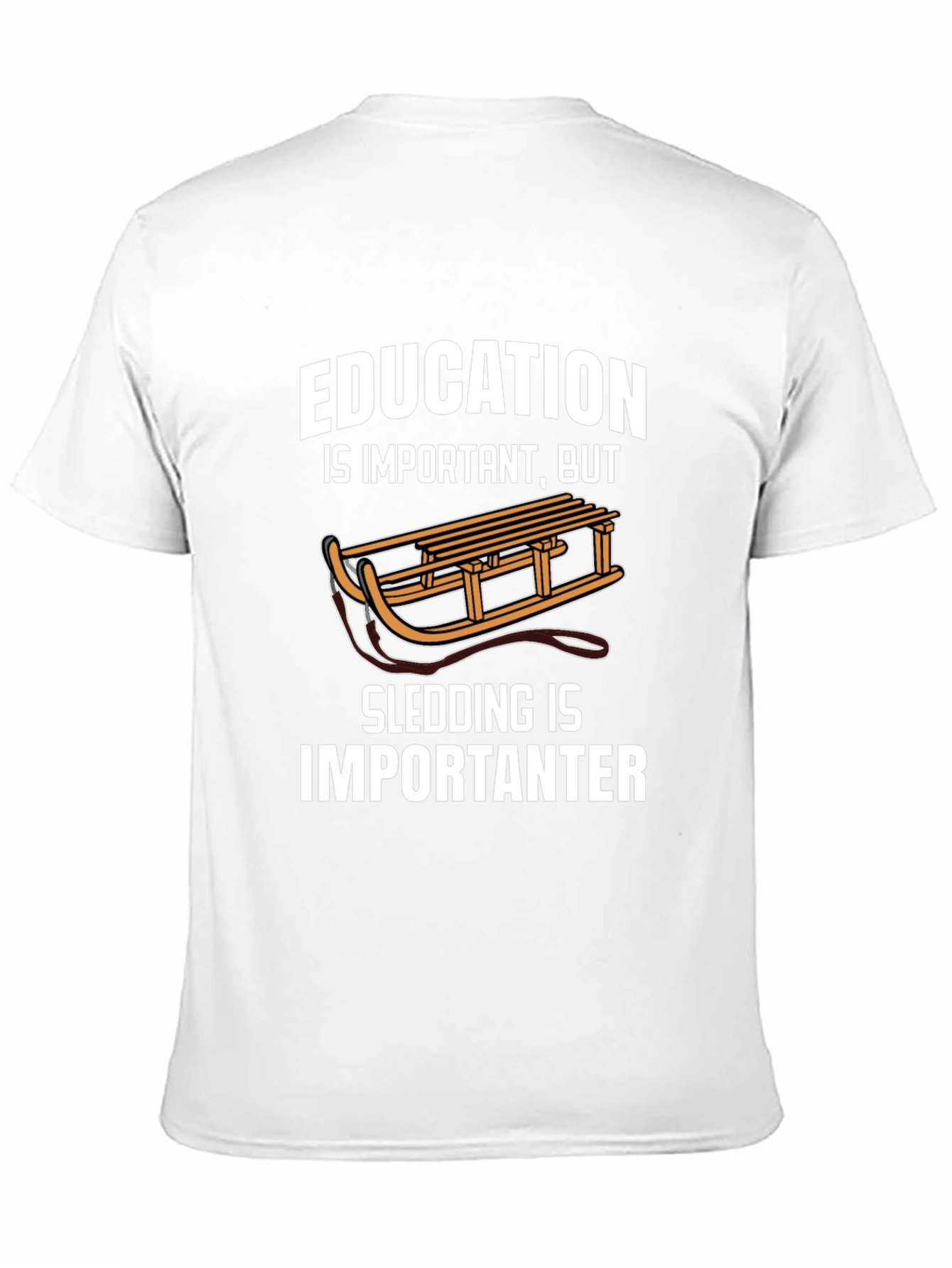 Black Funny Sledding T-Shirt: Education vs. Sledding view 11