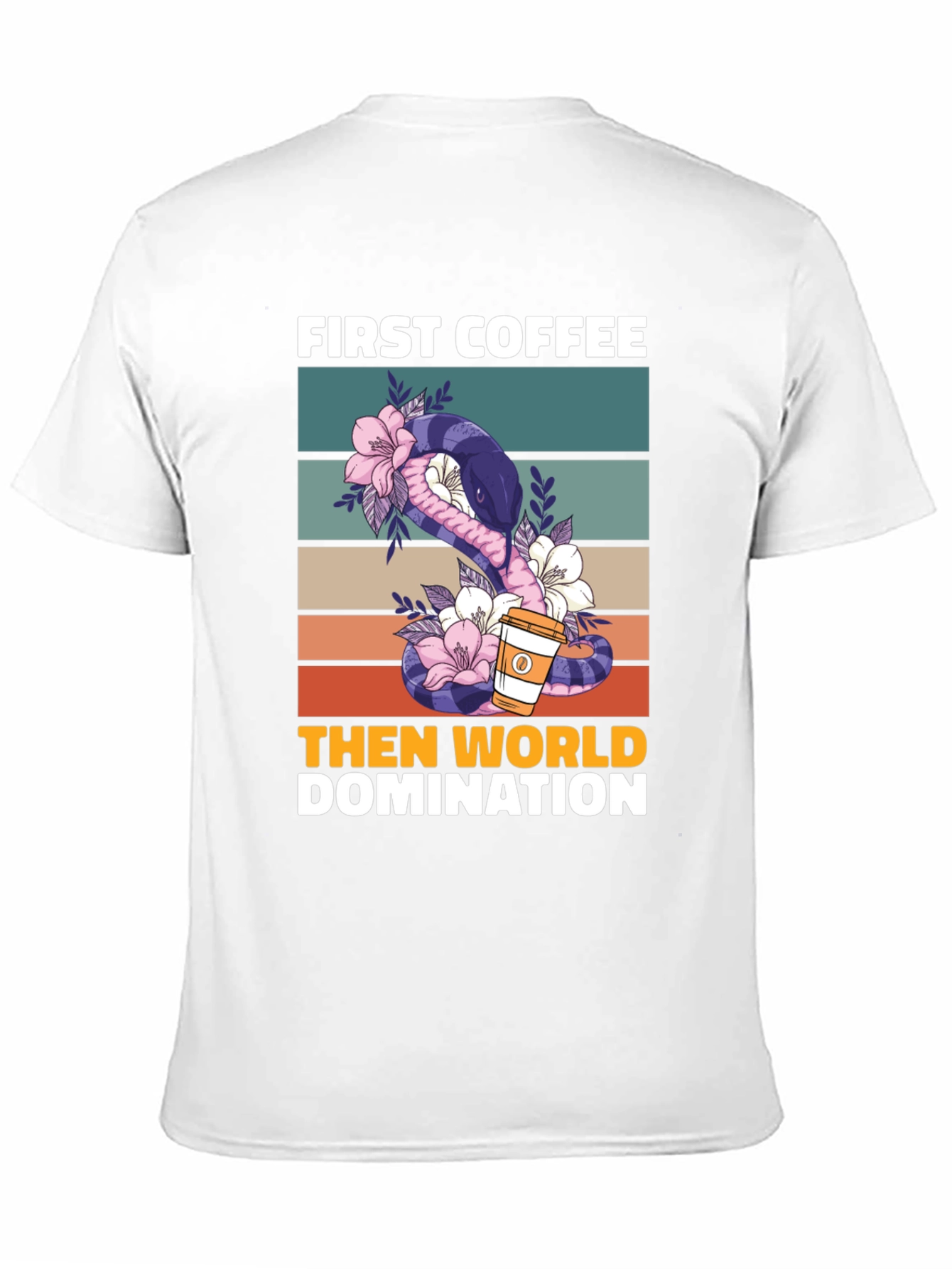 Black First Coffee Then World Domination T-Shirt view 11