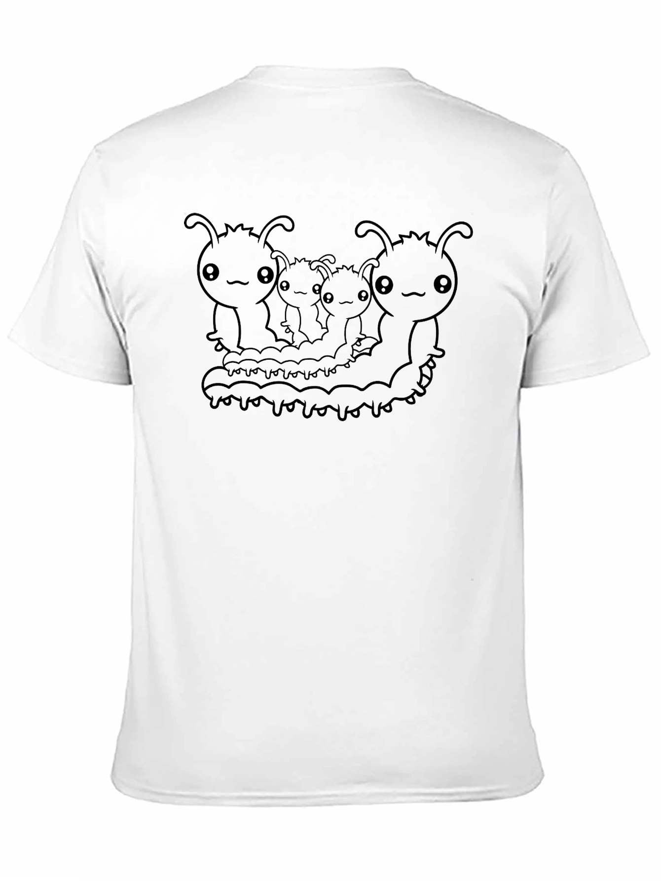 Black Cute Caterpillar T-Shirt - Black Cotton Tee view 11