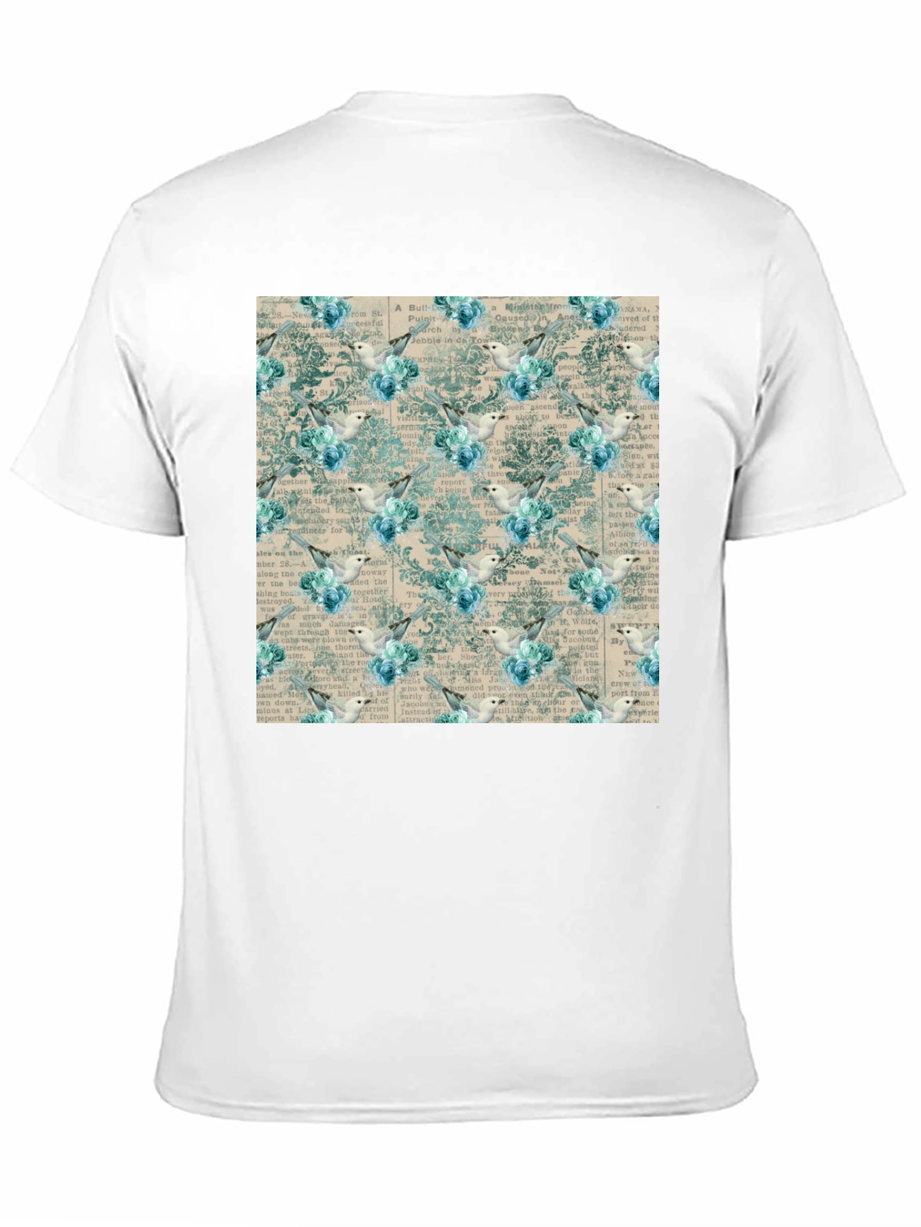 Black Vintage Bird & Floral Print Black T-Shirt view 11