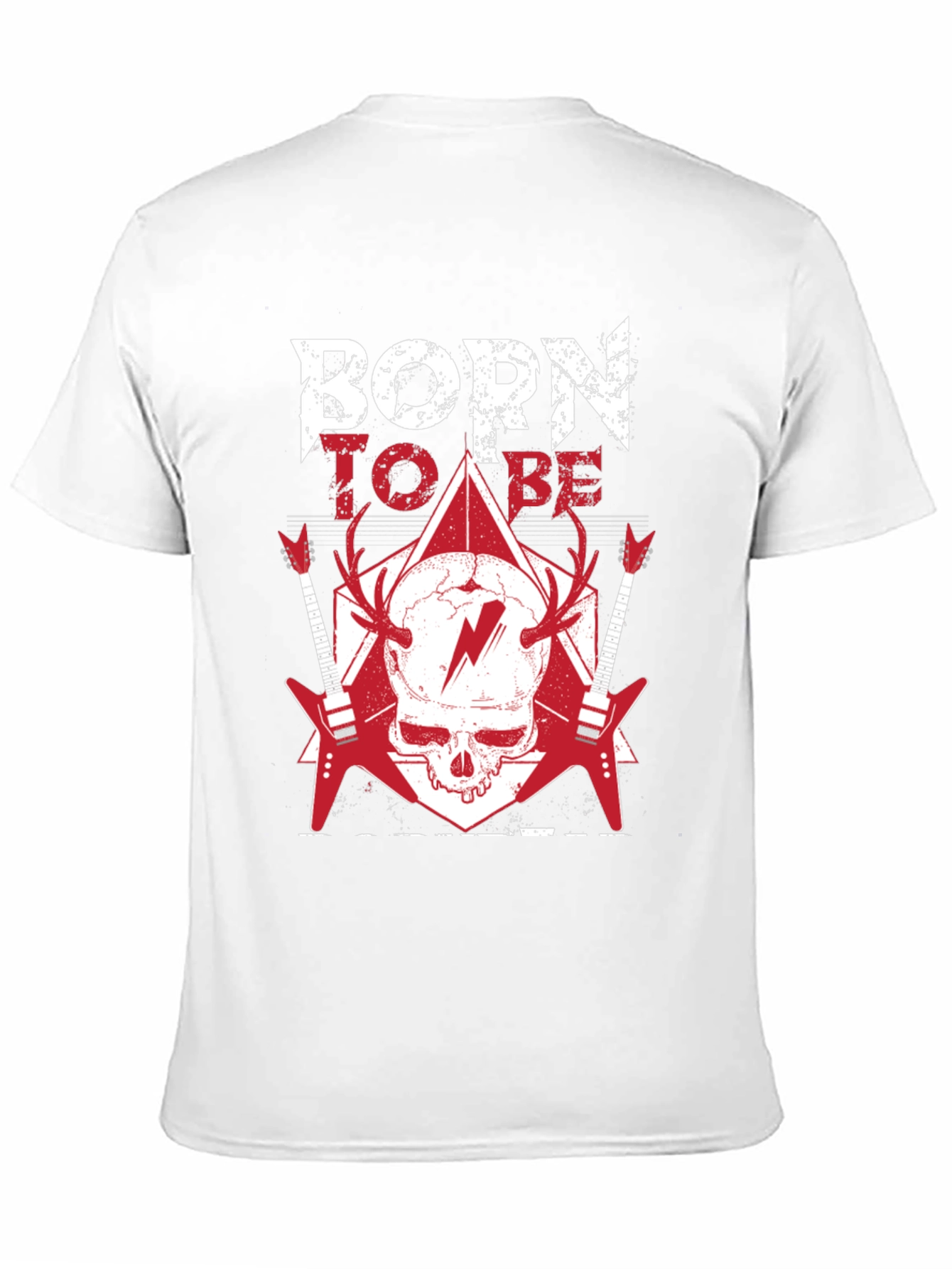 Black Born To Be T-Shirt: Rock & Roll Skull Tee view 11
