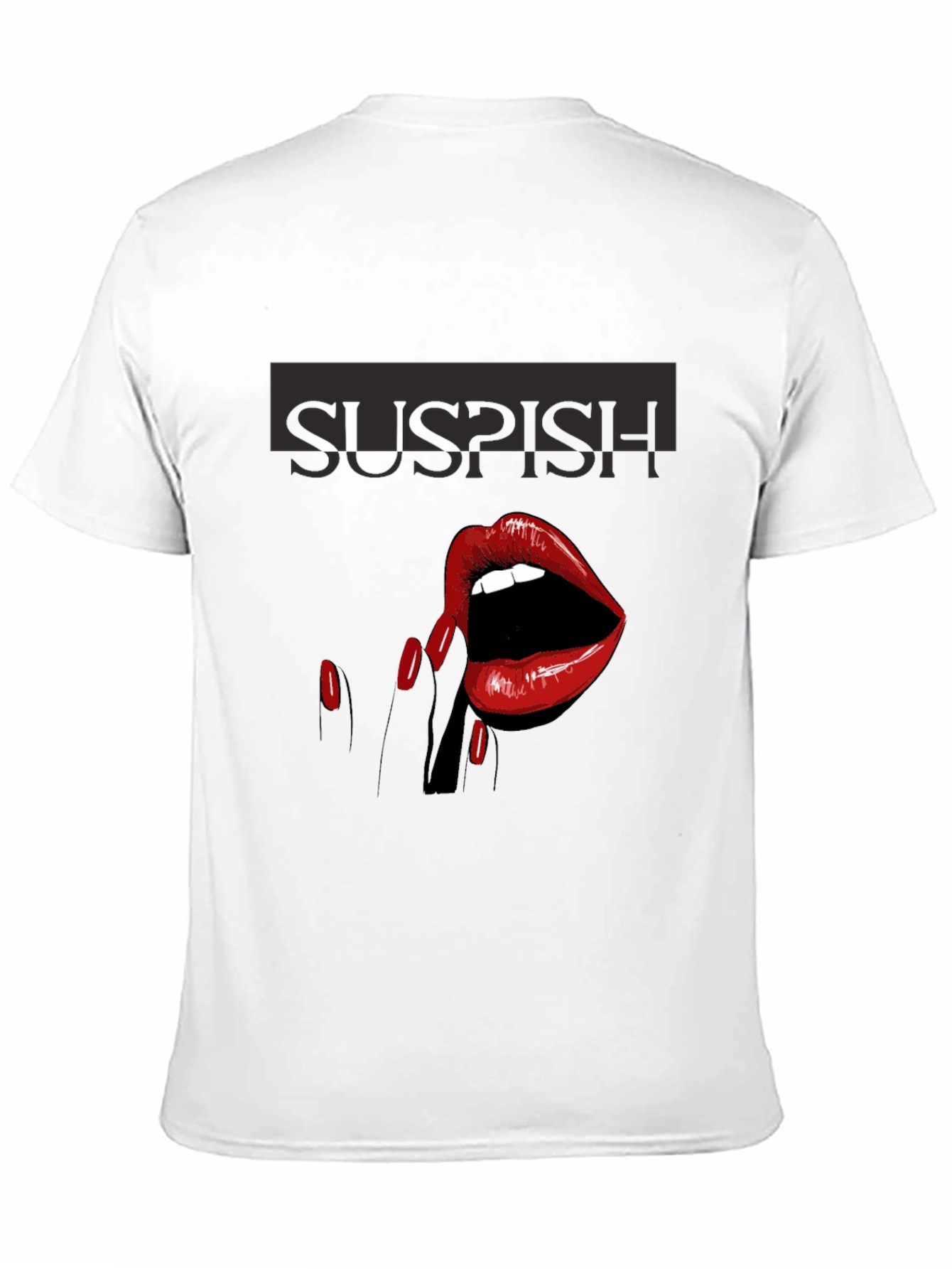 Black Suspish Lips Graphic Tee - Black Cotton T-Shirt view 11