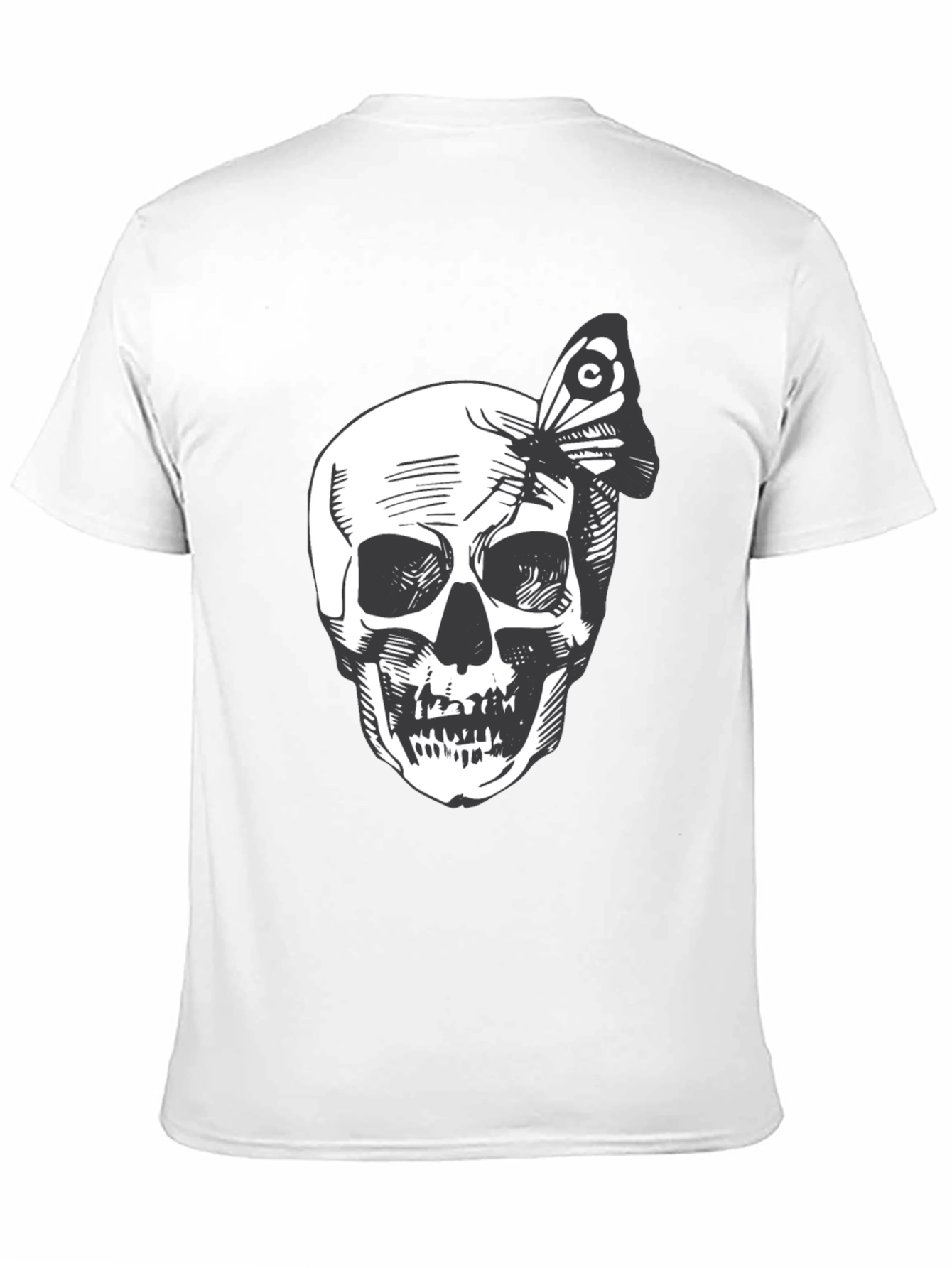 Black Skull and Butterfly Graphic Tee - Black Cotton view 11