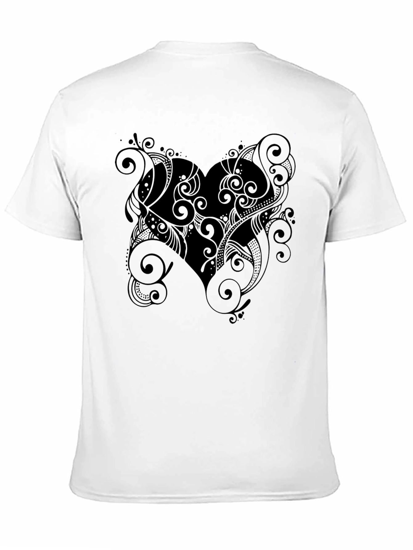 Black Heart Swirls Graphic Print Black T-Shirt view 11