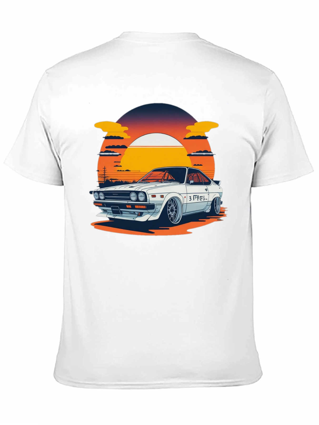 Black Retro Car Graphic Tee - Sunset Style view 11