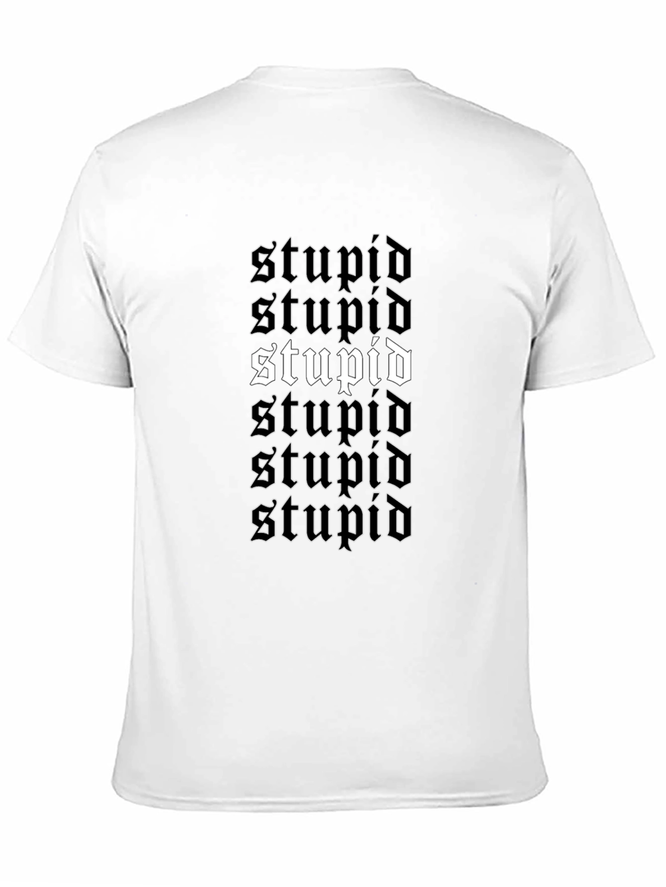 Black Stupid Graphic Print Black Crew Neck T-Shirt view 11