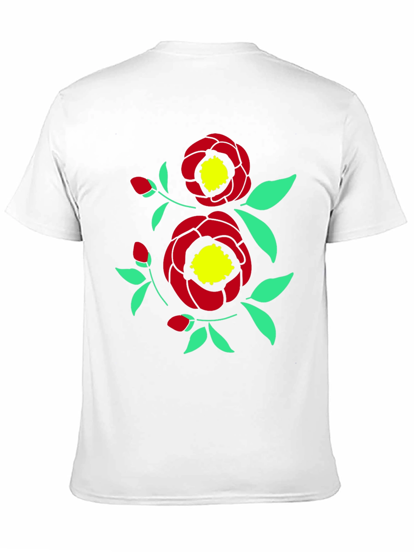 Black Floral Print Tee - Black Cotton Casual view 11