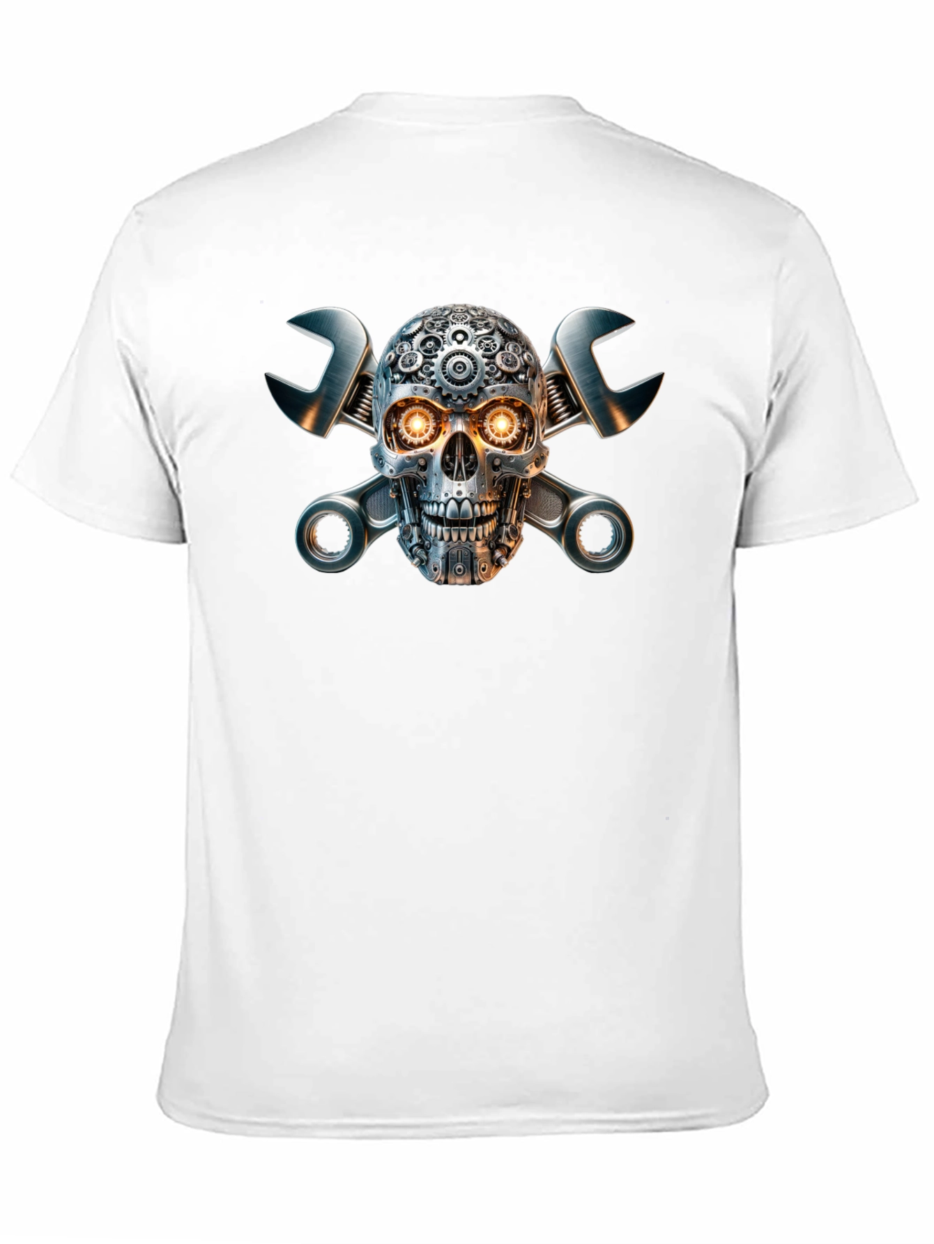 Black Steampunk Skull & Wrench Graphic Tee view 11