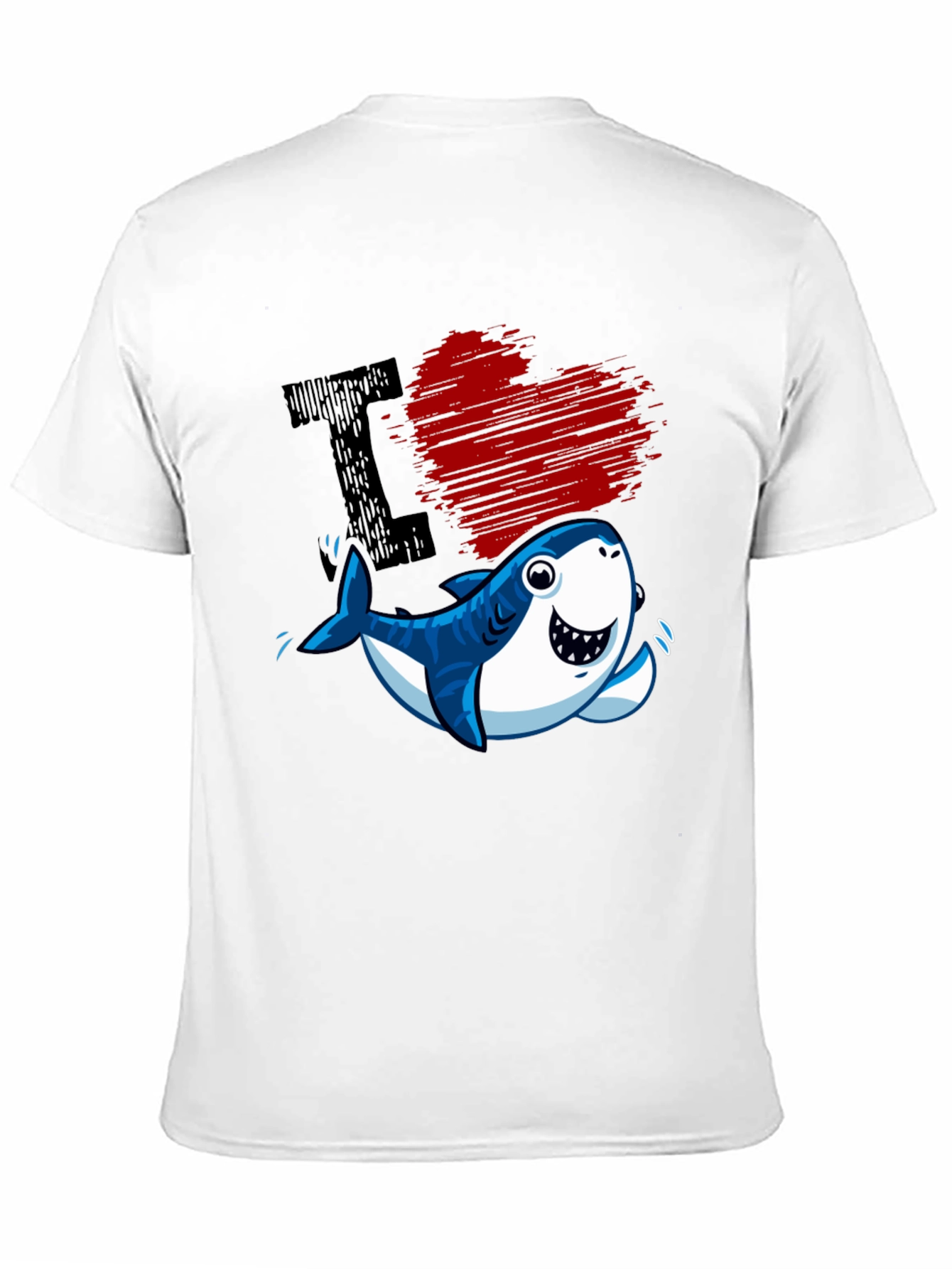 Black I Love Sharks T-Shirt - Cute Cartoon Graphic Tee view 11