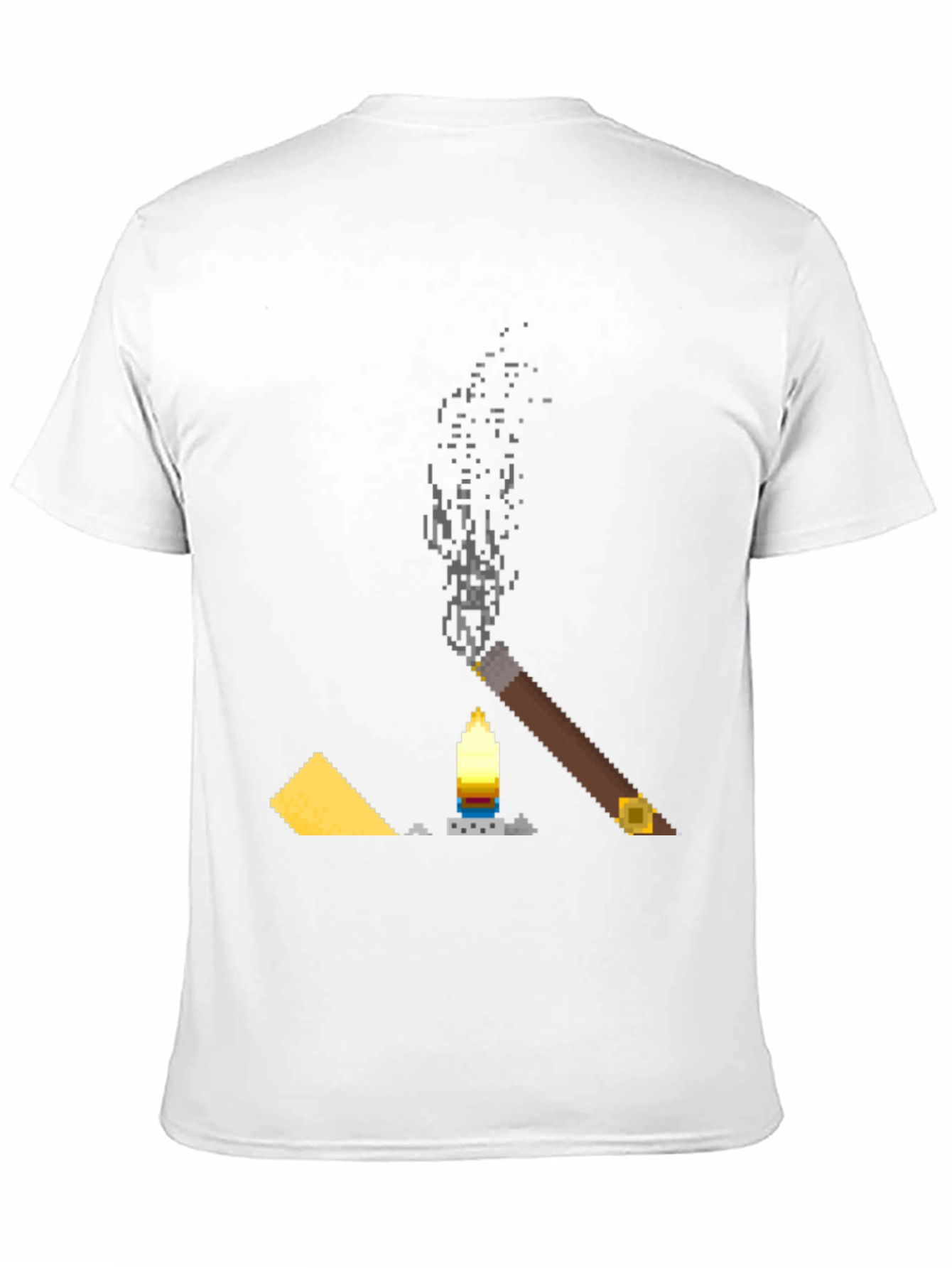 Pixel Art Cigar & Candle Graphic T-Shirt - 11