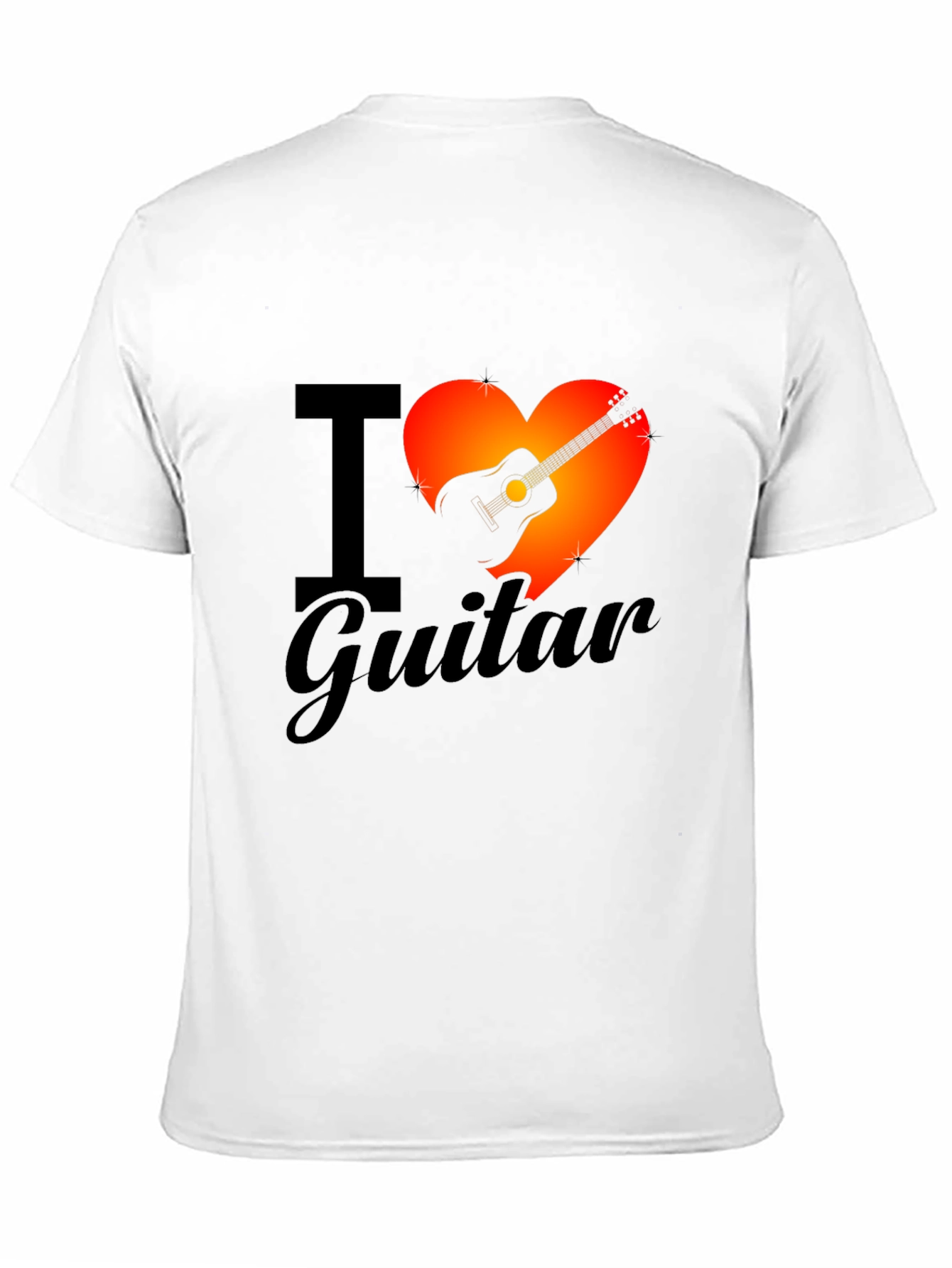 Black I Heart Guitar Graphic Tee - Black Cotton T-Shirt view 11