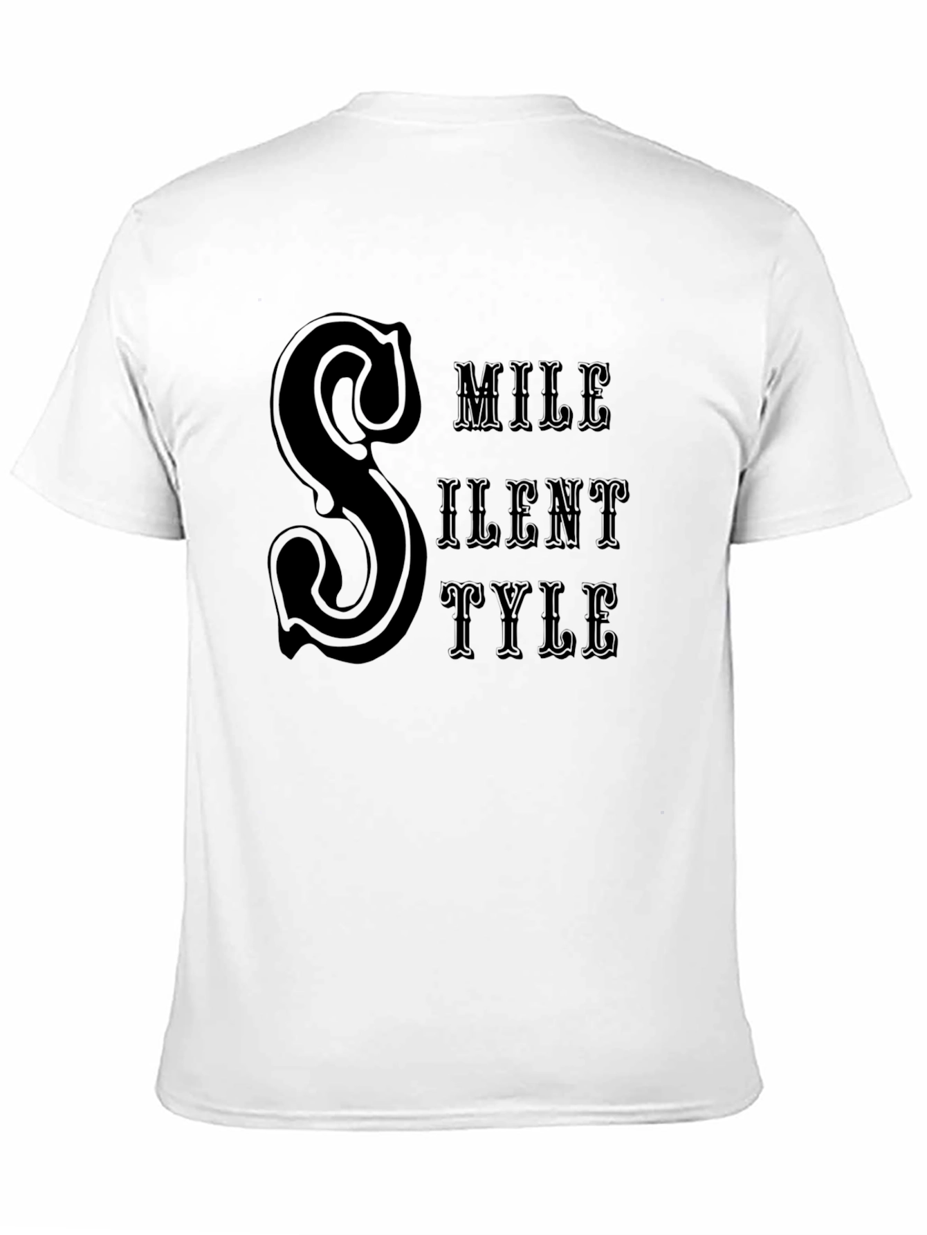 Black Silent Style Black T-Shirt Graphic Print view 11