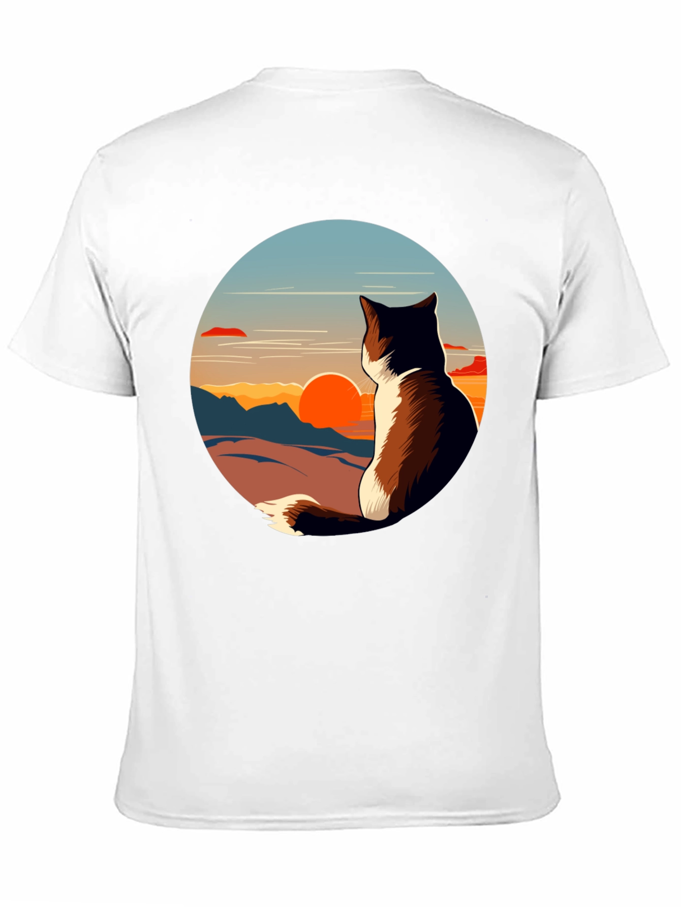 Black Sunset Cat Graphic Tee - Unisex Black T-Shirt view 11