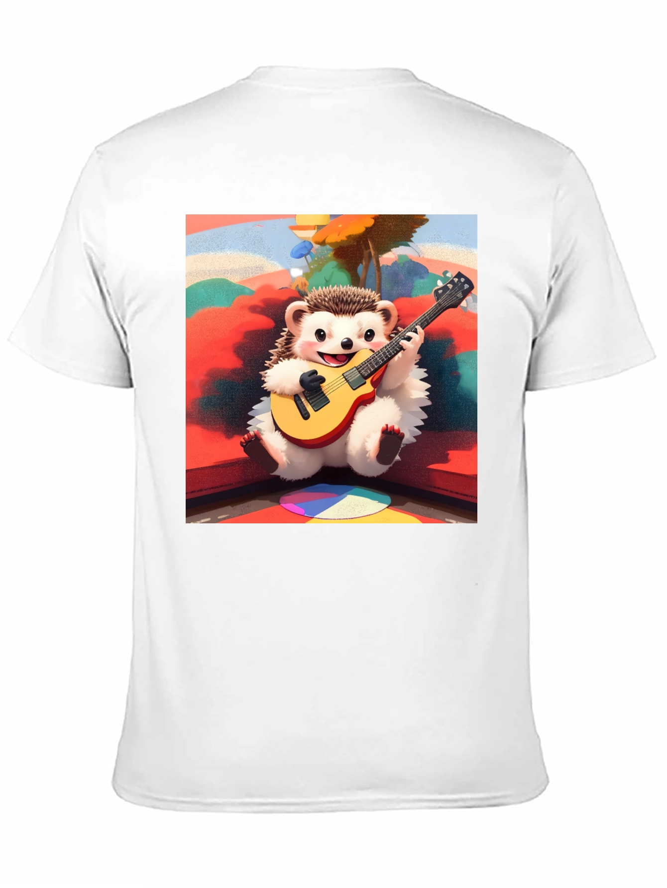 Black Playful Hedgehog Guitarist Graphic Tee view 11