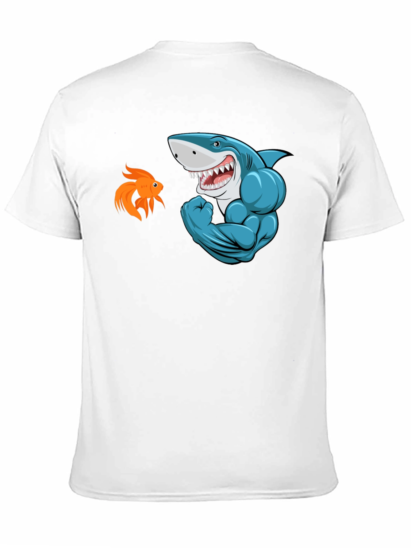Black Funny Shark vs Goldfish Graphic Tee view 11