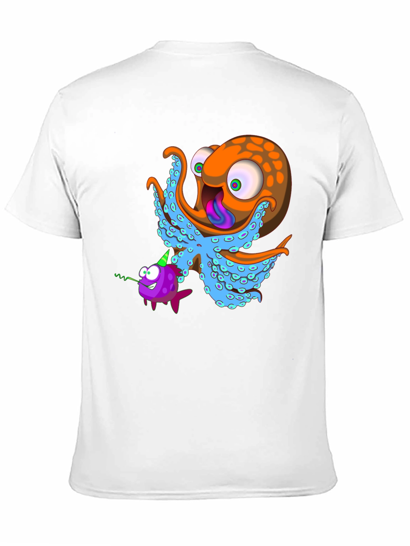 Black Octopus & Fish Graphic Tee - Unique Cartoon Design view 11