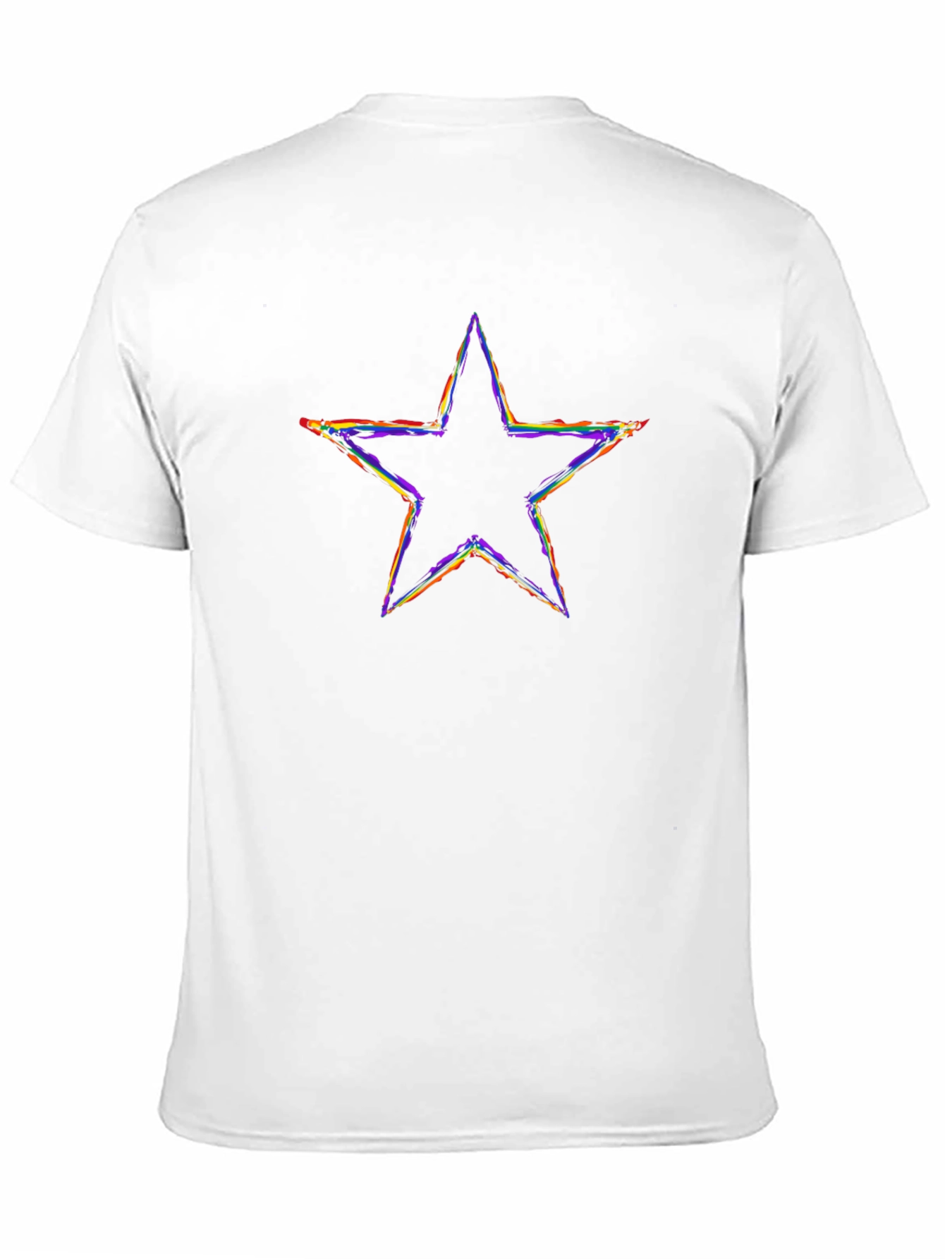 Black Rainbow Star Graphic Tee - Black Cotton T-Shirt view 11