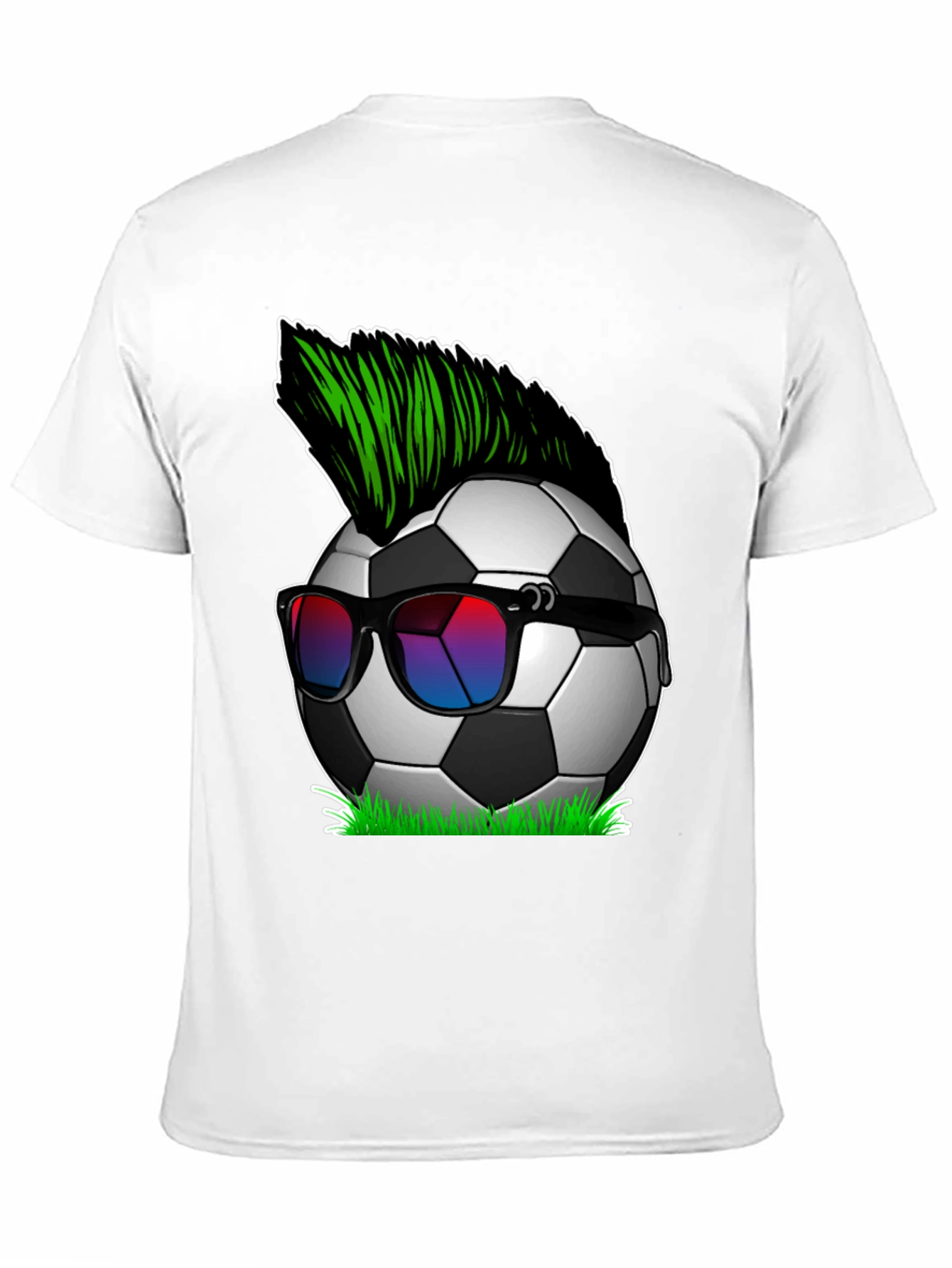 Black Soccer Ball Mohawk Graphic Tee - Cool & Unique! view 11