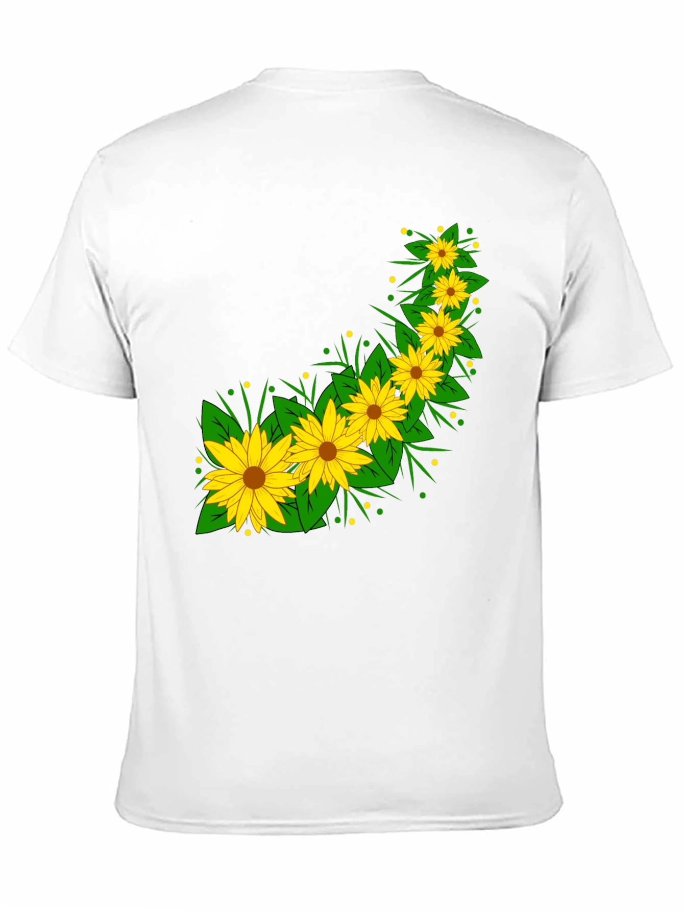 Black Sunflower Print Black T-Shirt view 11