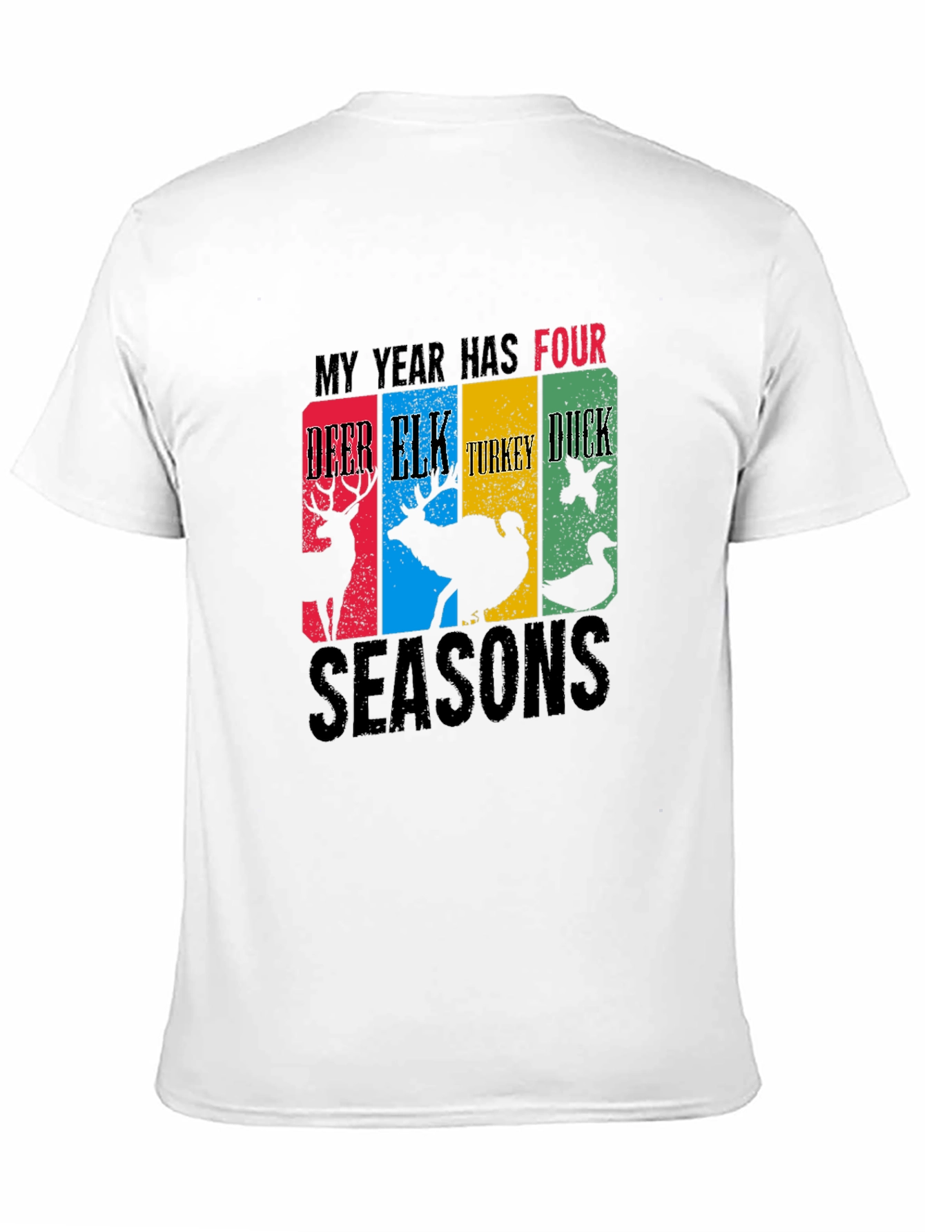 Black Four Seasons Hunting T-Shirt Deer Elk Turkey Duck view 11