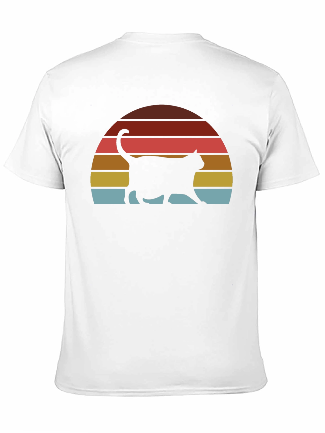 Black Retro Cat Sunset T-Shirt - Classic Design view 11