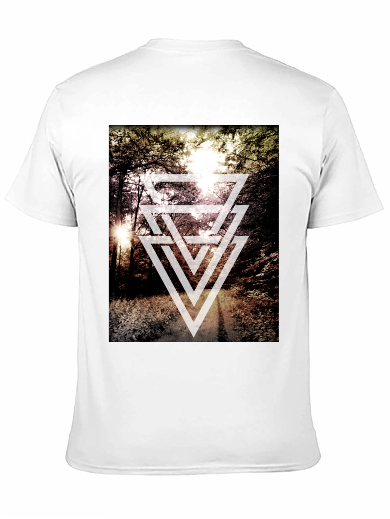 Black Geometric Forest Print T-Shirt - Modern Style view 11