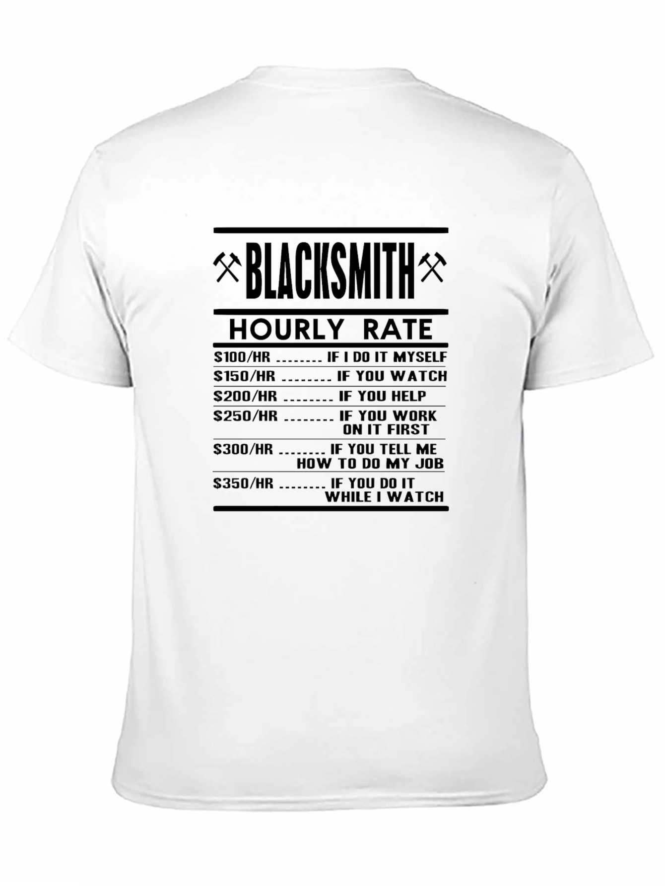 Black Blacksmith Hourly Rate Novelty T-Shirt view 11