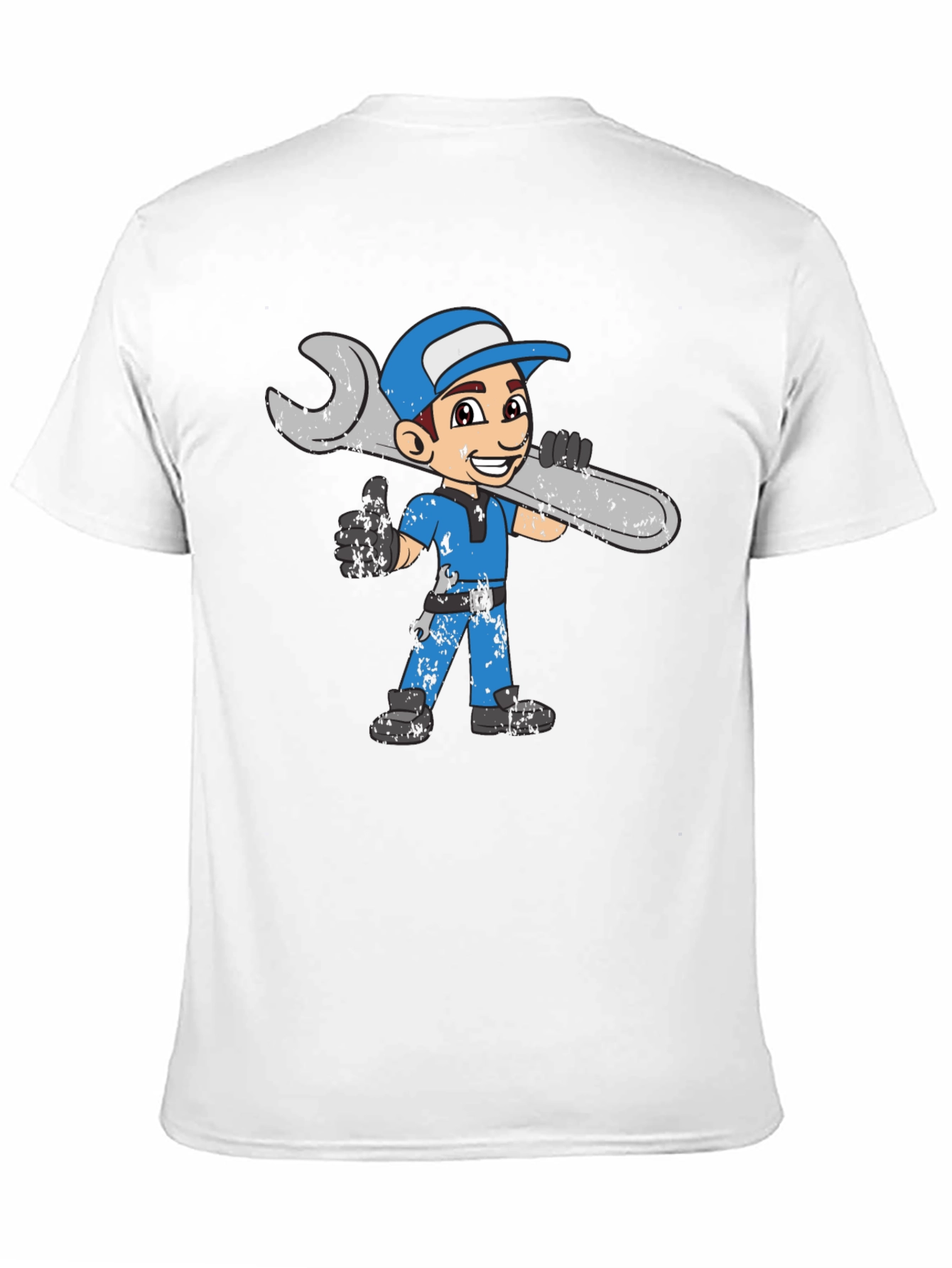 Black Cartoon Mechanic T-Shirt - Black Cotton Blend view 11