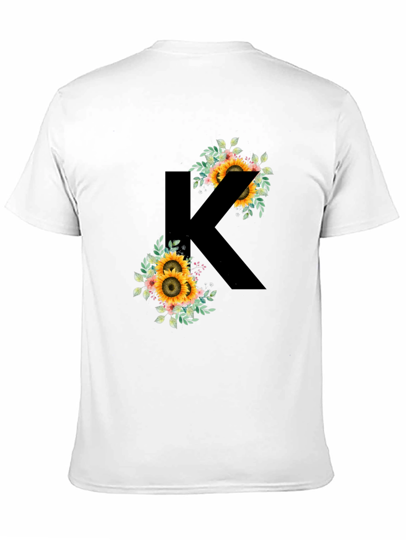 Sunflower Letter K Black T-Shirt - 11