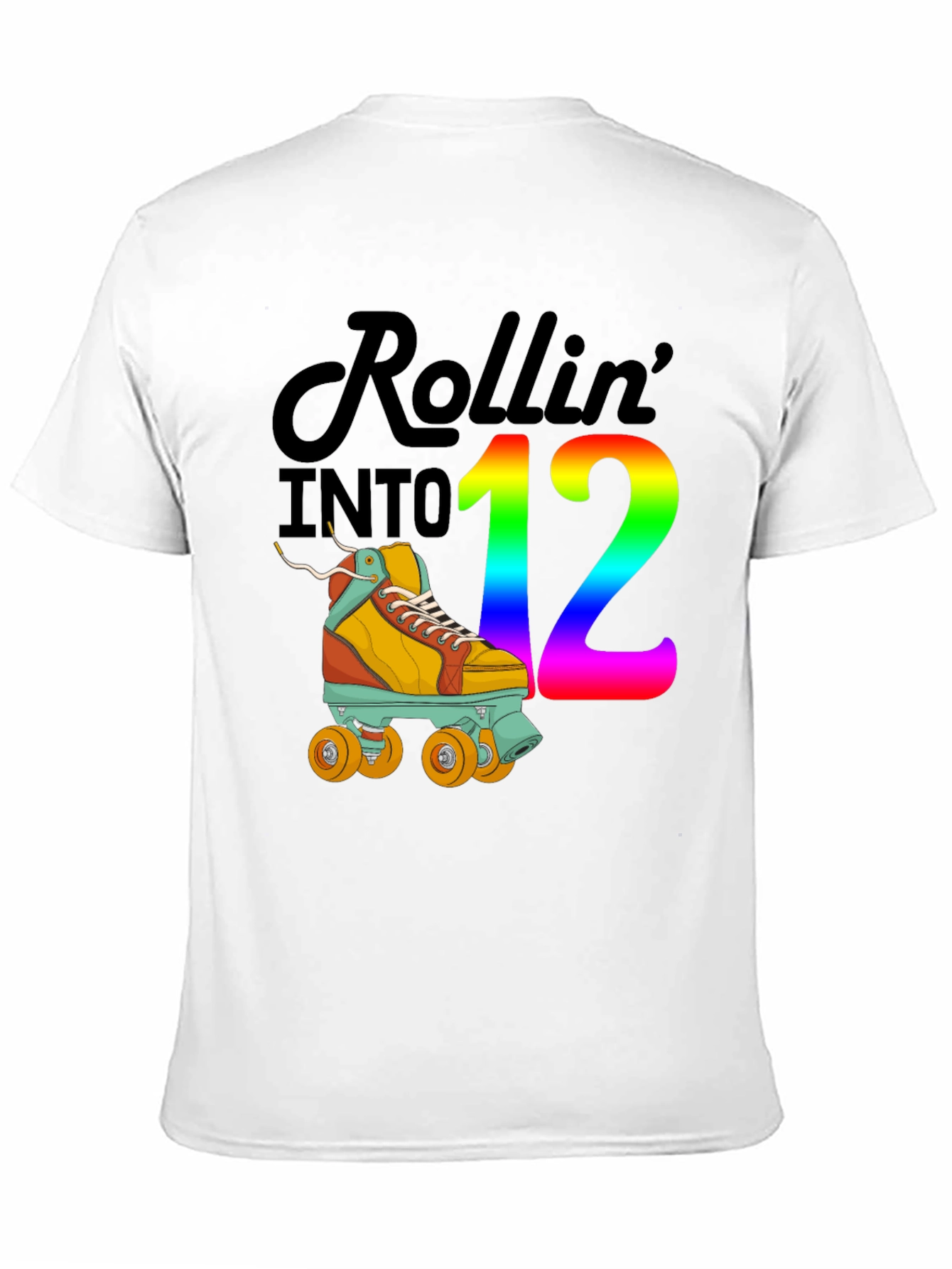 Black Rollin' into 12 T-Shirt, Roller Skate Birthday Tee view 11