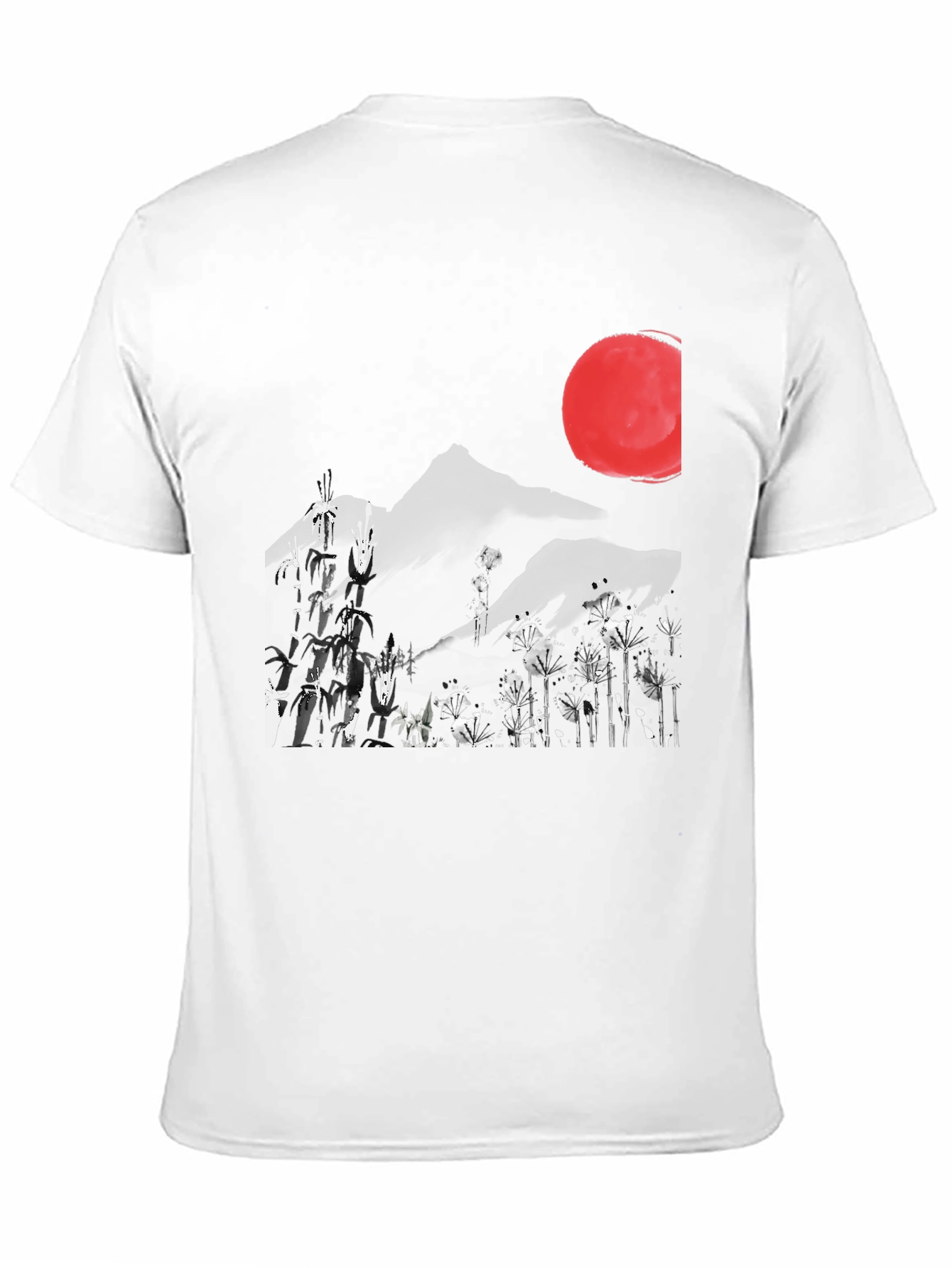 Black Japanese Ink Wash Mountain T-Shirt view 11