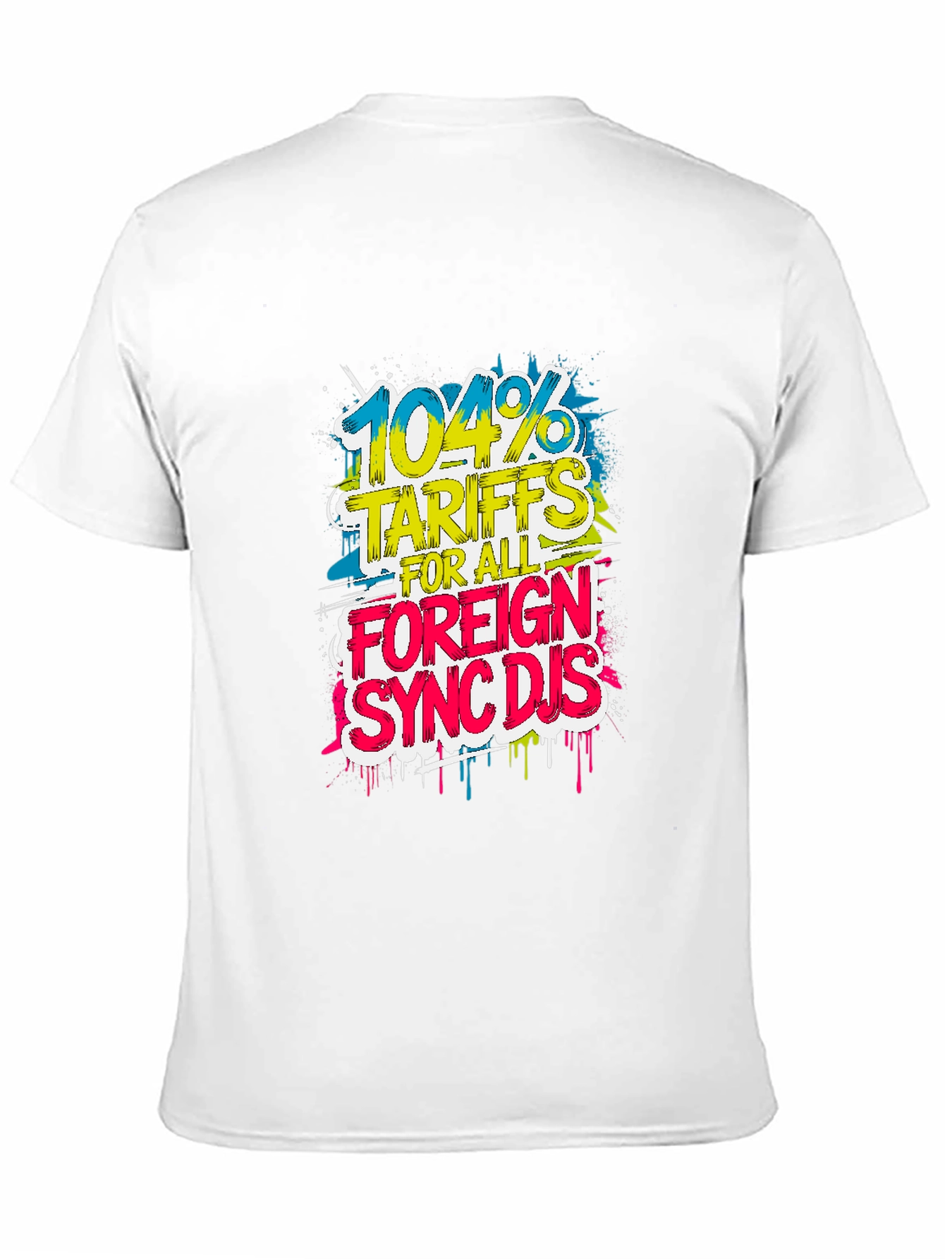 Black 104% Tariffs Foreign Sync DJs Graphic Tee view 11