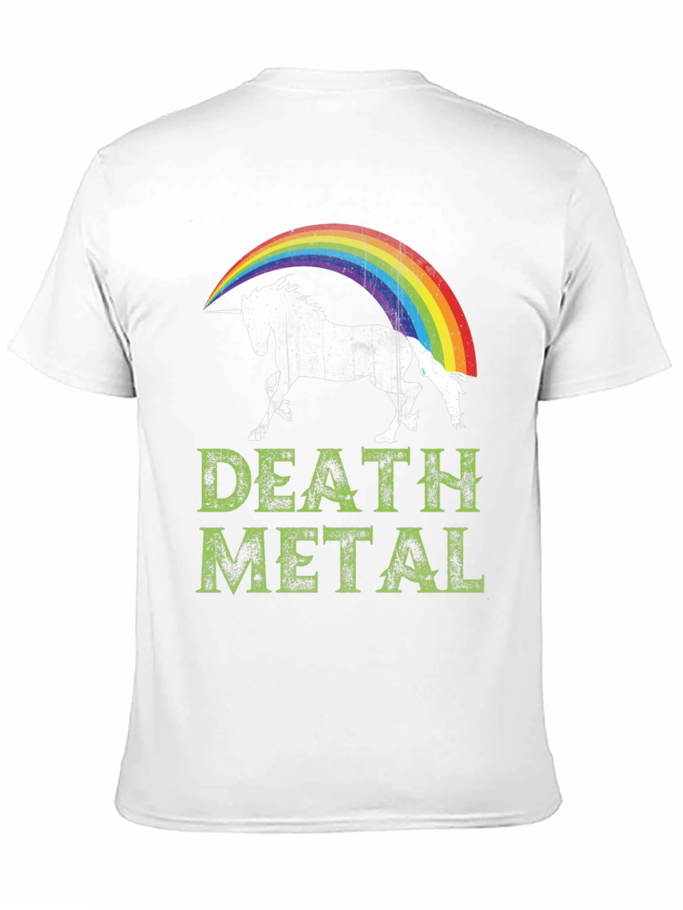 Black Death Metal Unicorn Rainbow T-Shirt - Black Cotton Tee view 11