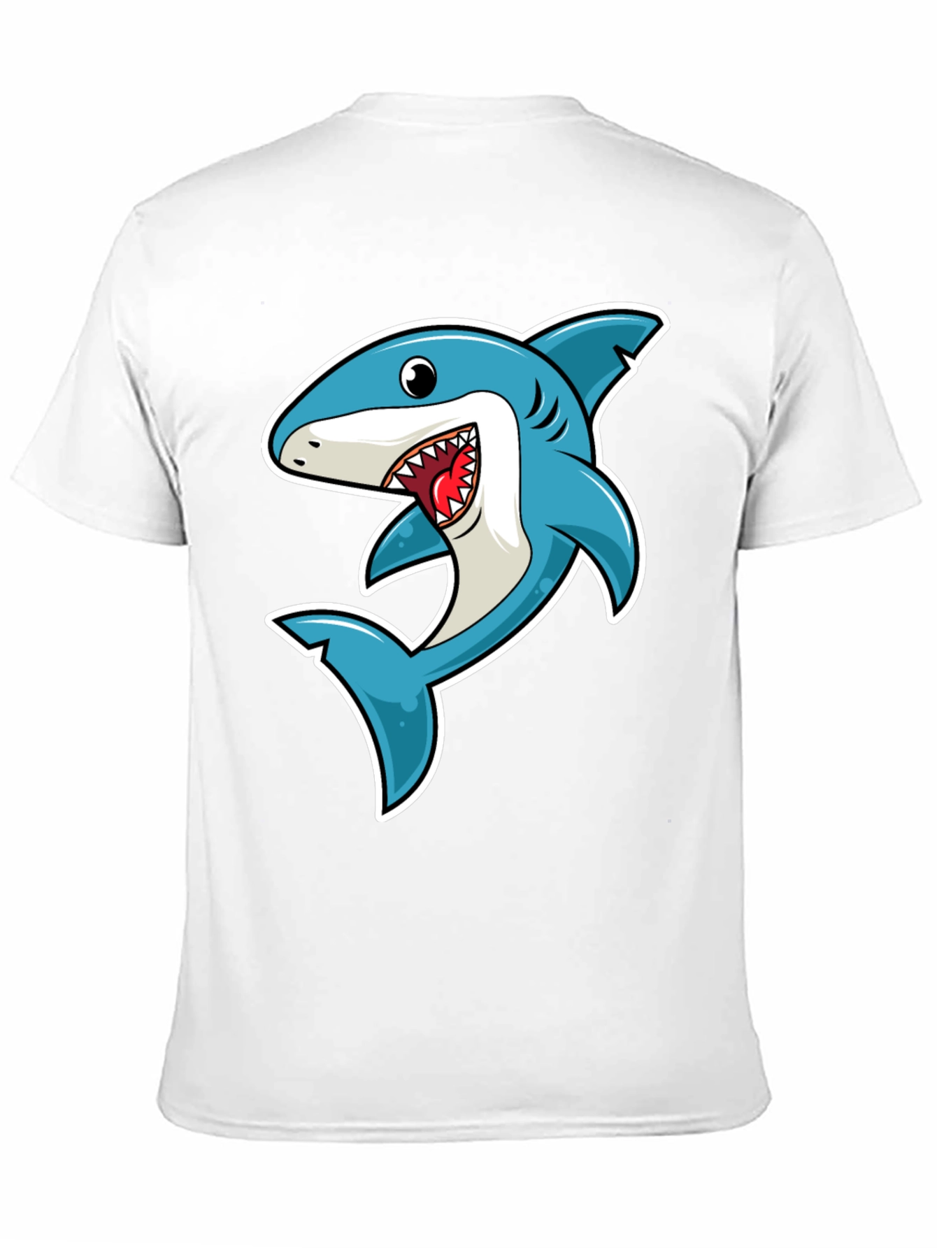 Black Shark Cartoon Graphic Tee - Black Cotton T-Shirt view 11