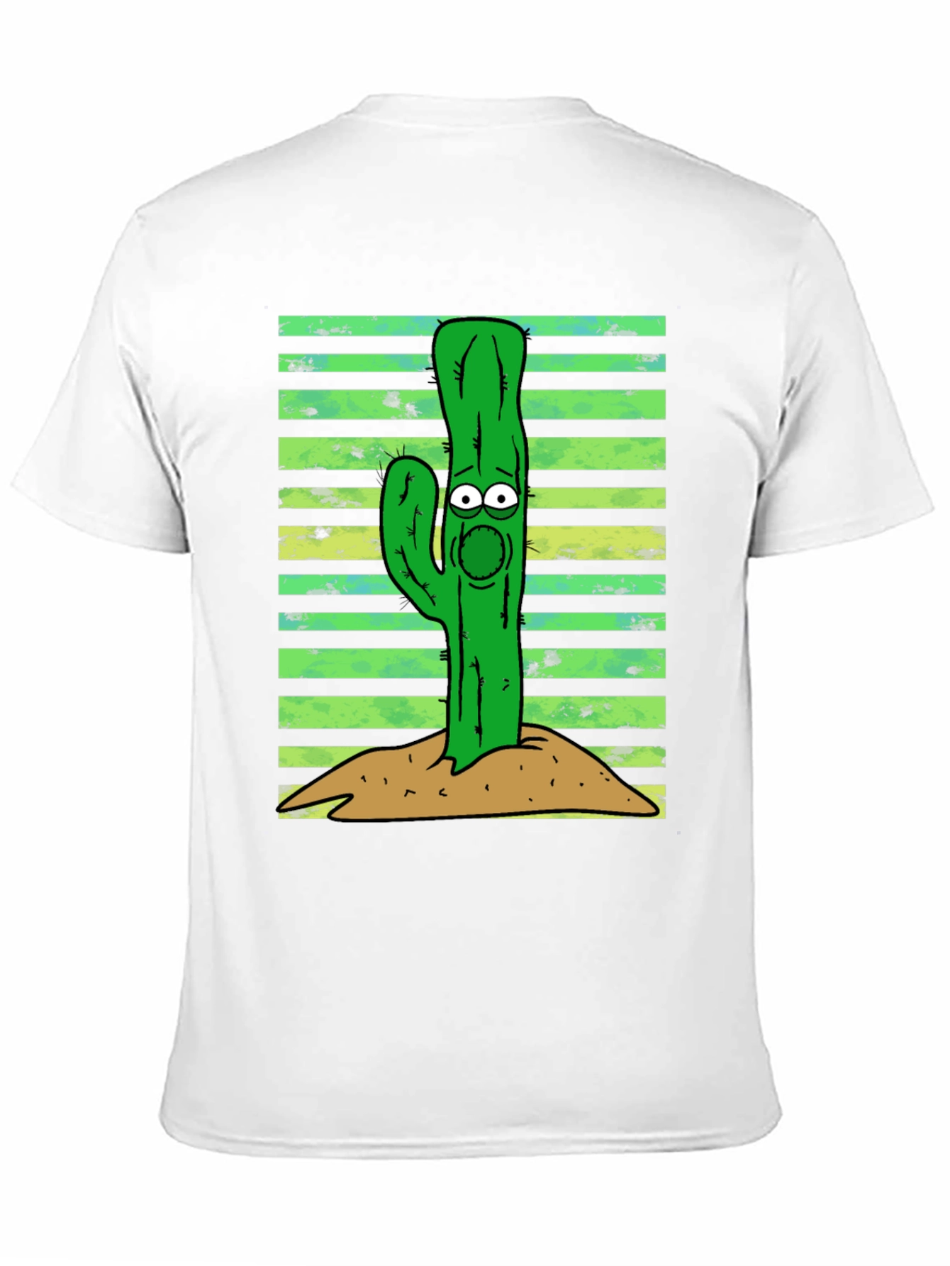 Black Cartoon Cactus Graphic Tee - Unisex Black T-Shirt view 11