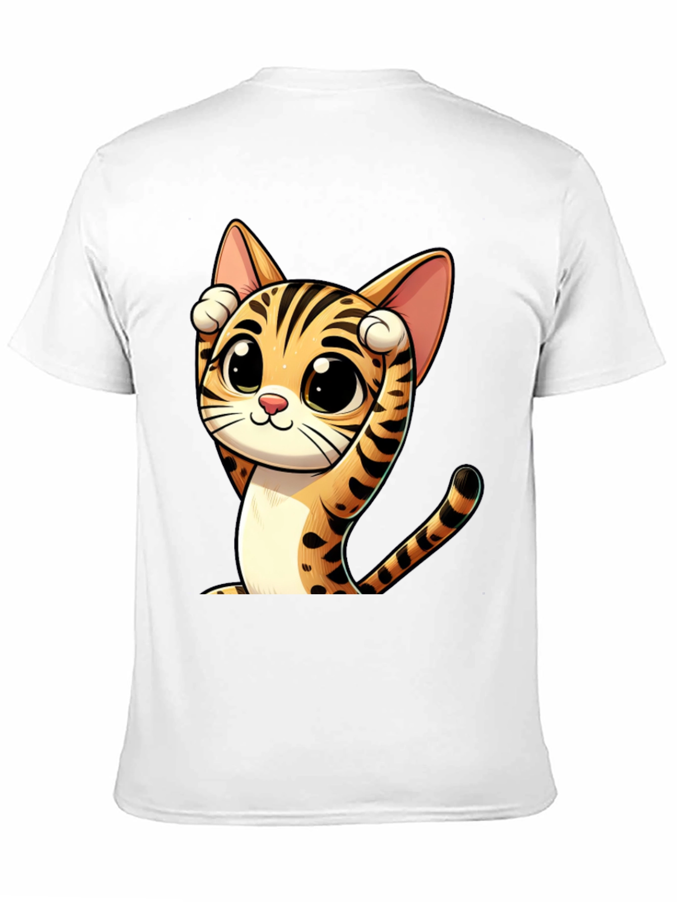 Black Cute Cartoon Cat Graphic Black T-Shirt view 11
