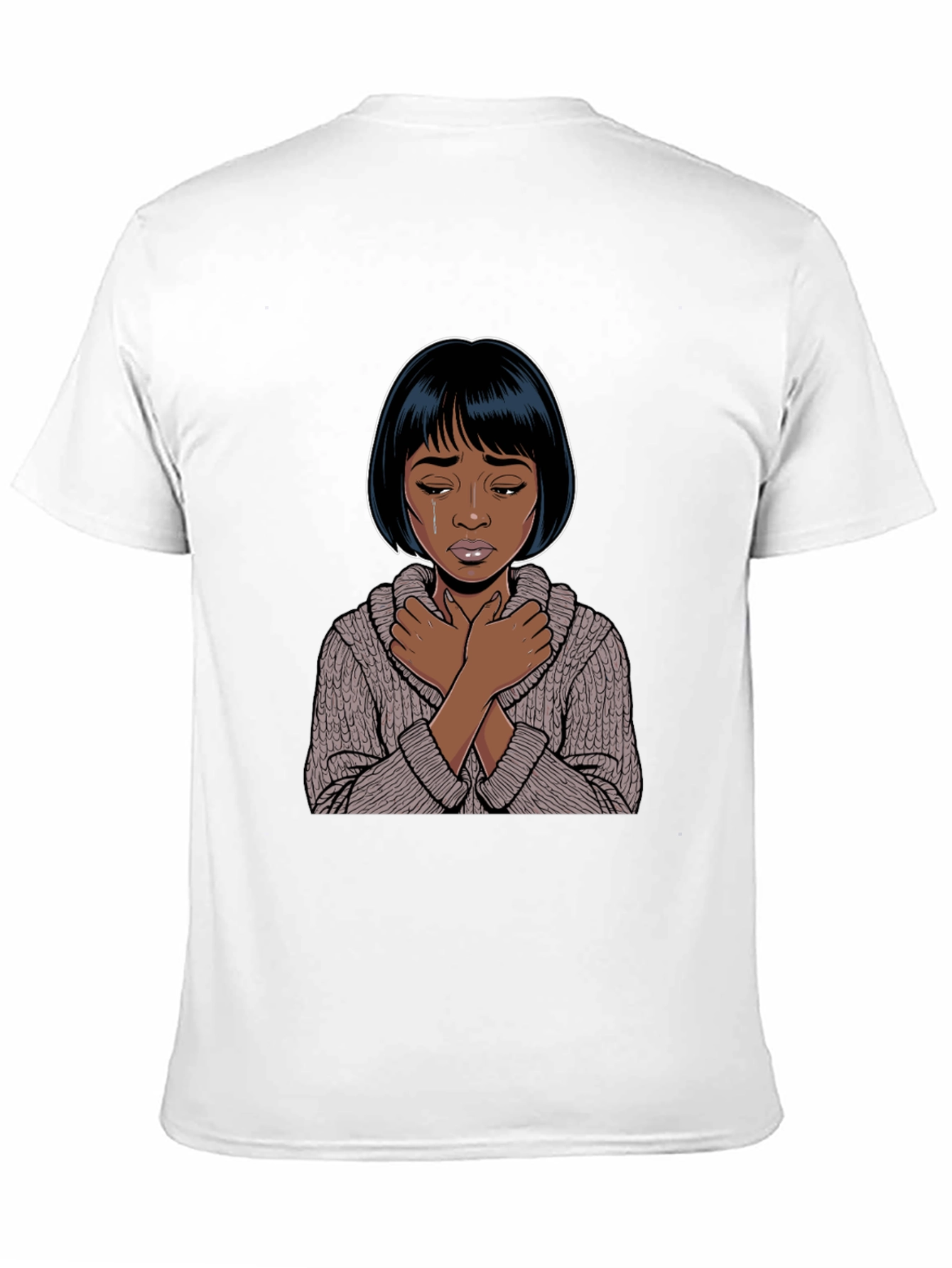 Black Emotional Cartoon Graphic T-Shirt view 11