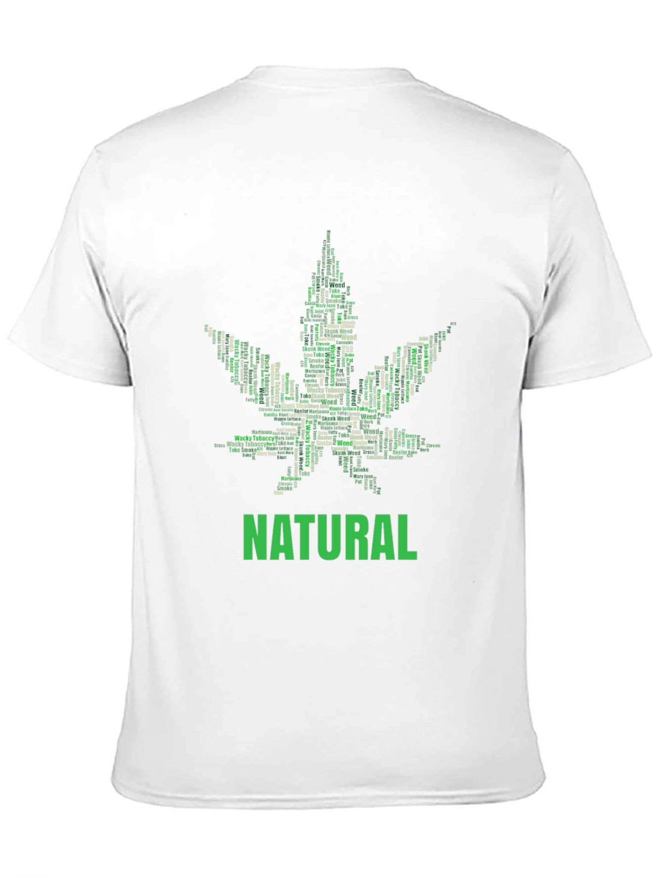 Black Natural Cannabis Leaf Word Art Graphic T-Shirt view 11
