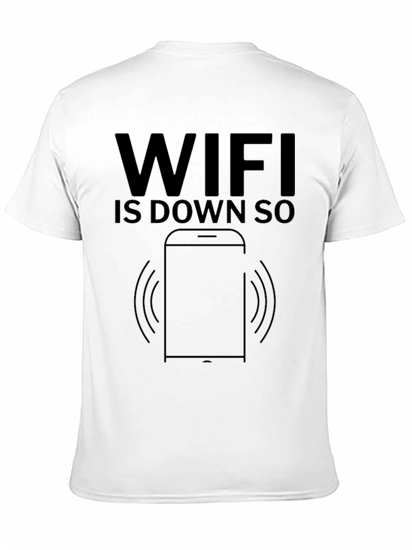 Black Funny WiFi Down Black Graphic T-Shirt view 11