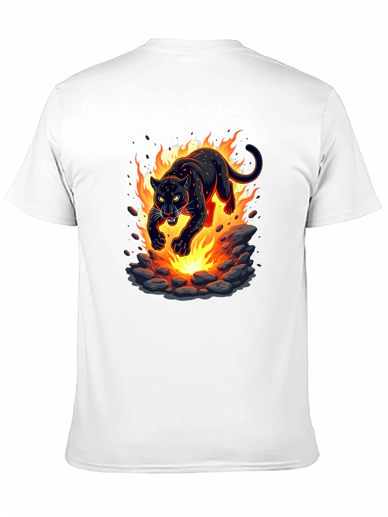Black Fiery Panther Graphic T-Shirt - Bold Black Tee view 11