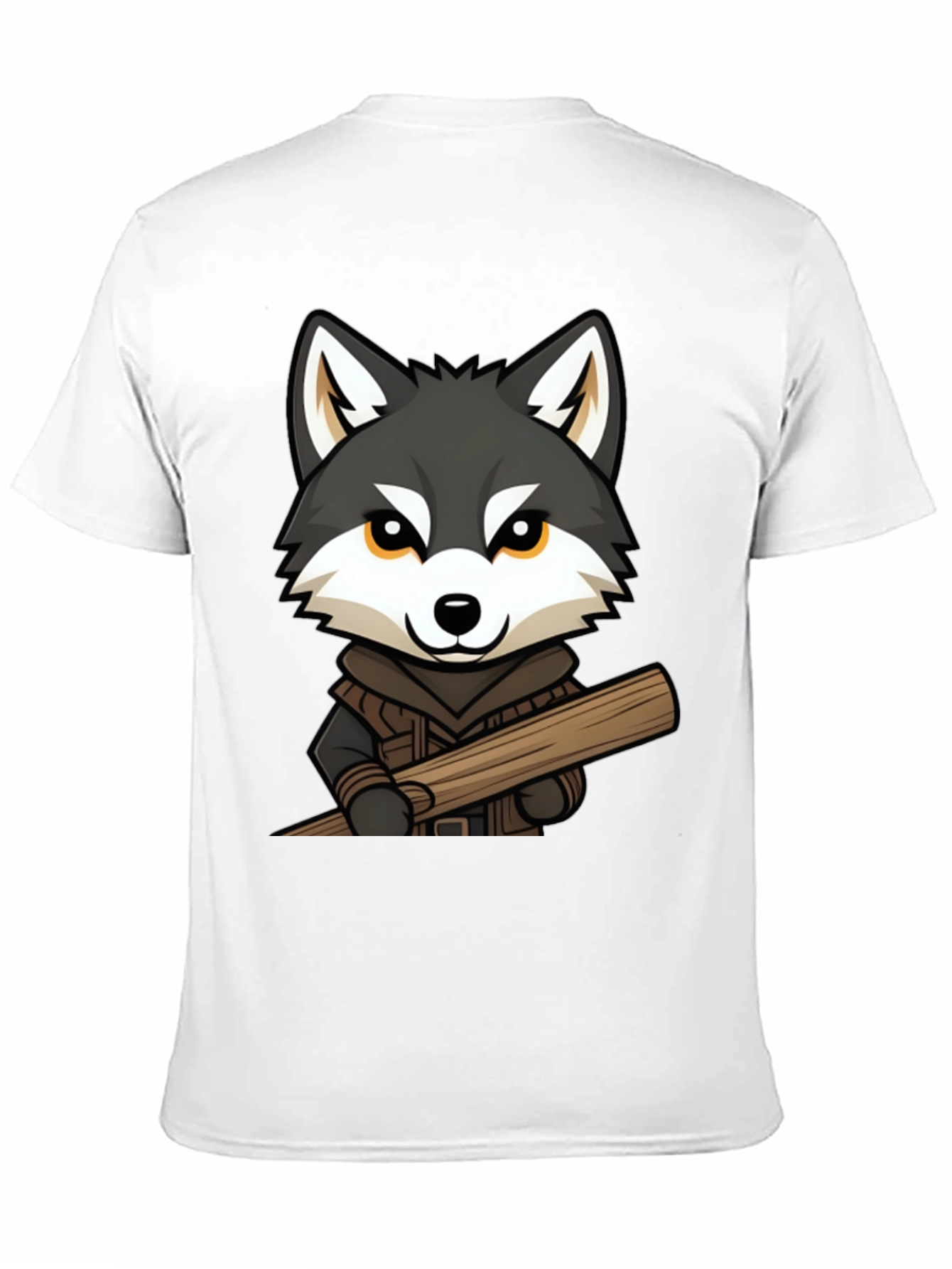 Black Wolf Lumberjack Cartoon Graphic T-Shirt view 11