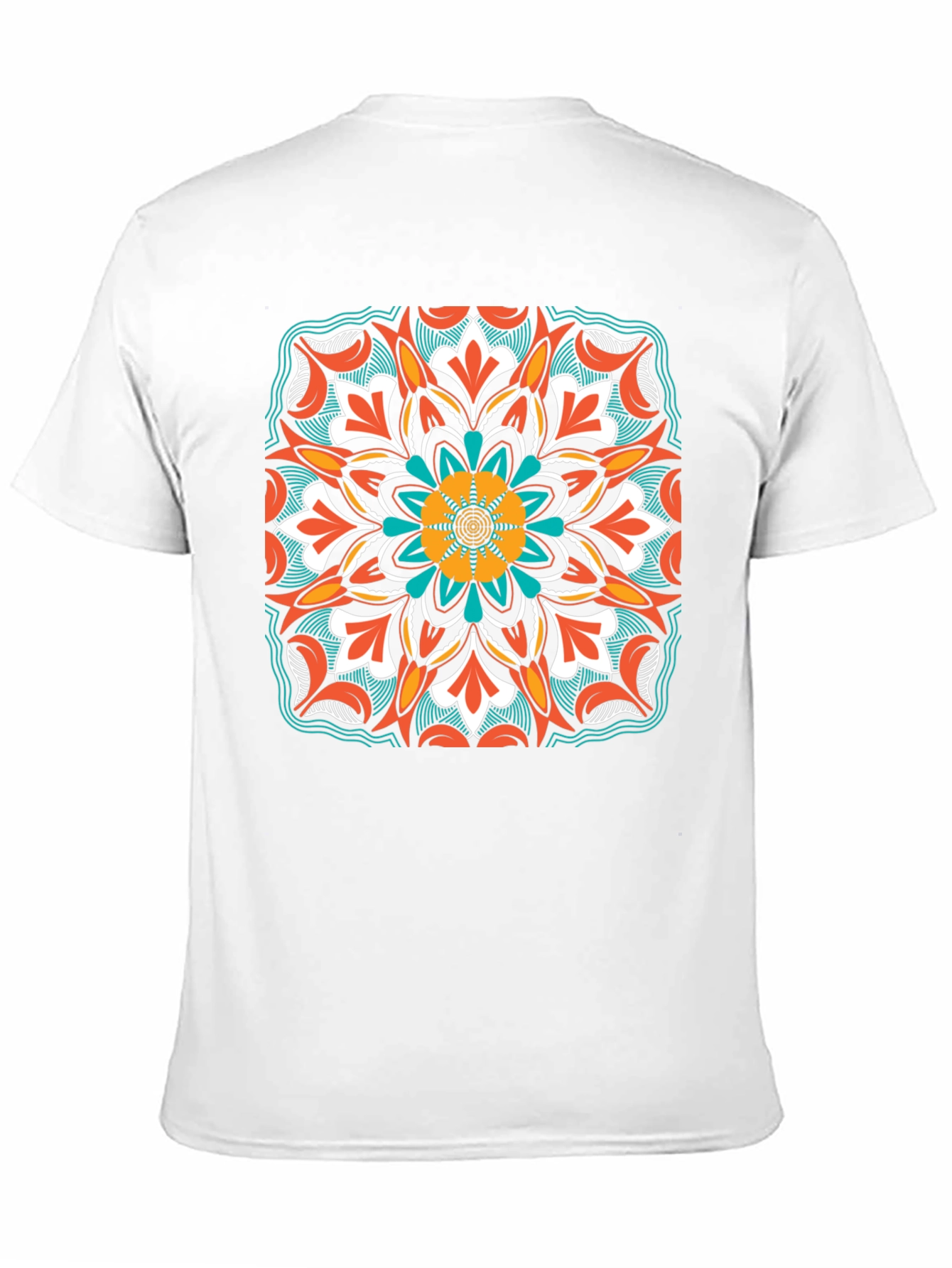 Black Geometric Mandala Design Black T-Shirt view 11