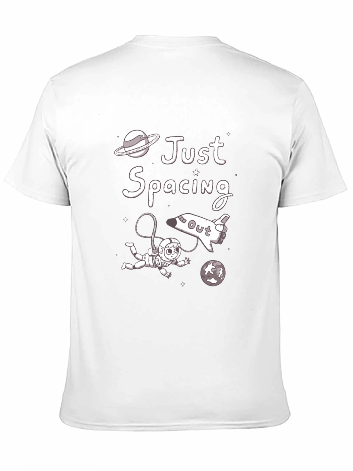 Black Just Spacing Out T-Shirt, Astronaut Graphic Tee view 11