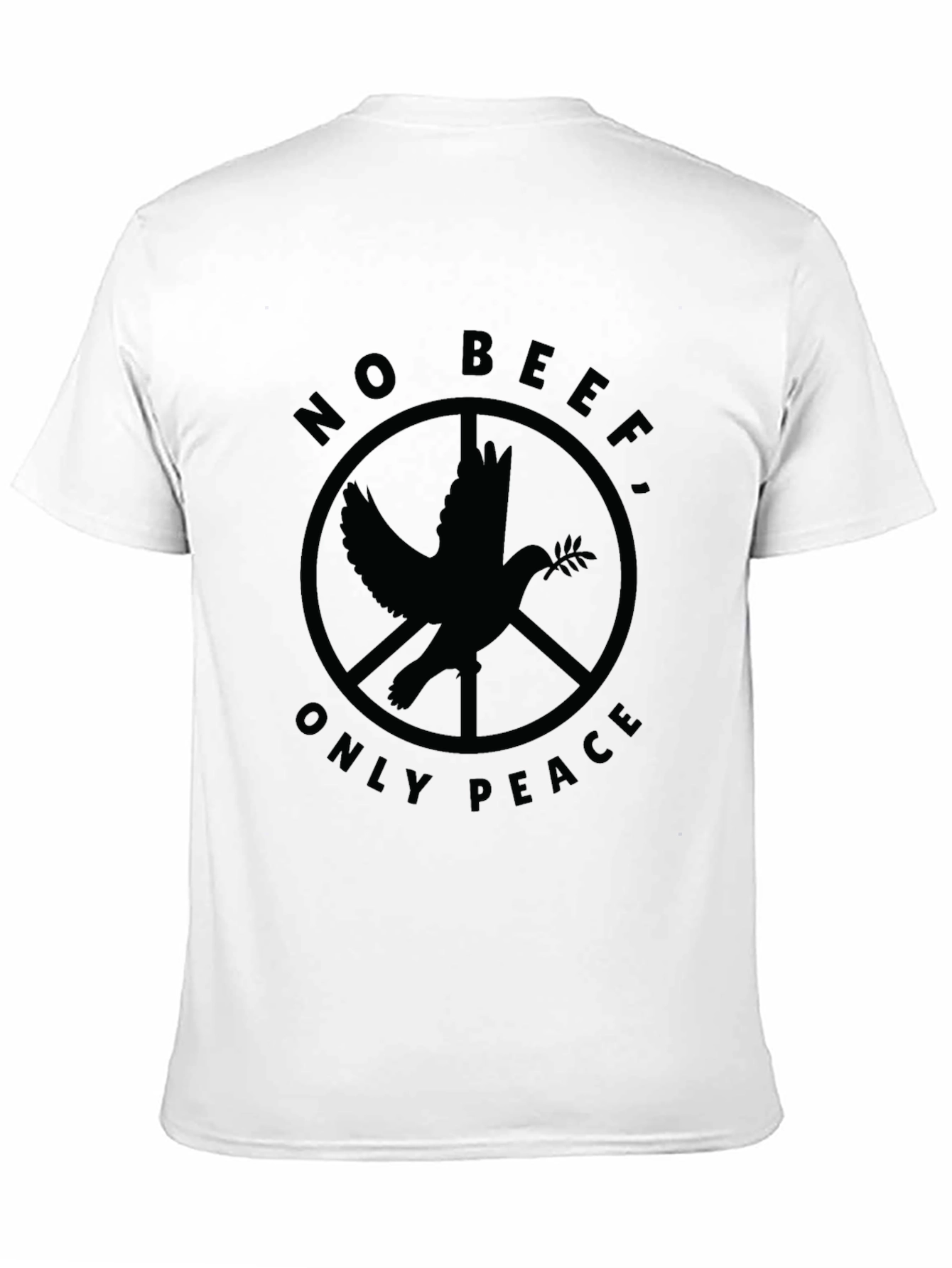 Black No Beef, Only Peace T-Shirt - Dove Peace Sign Tee view 11