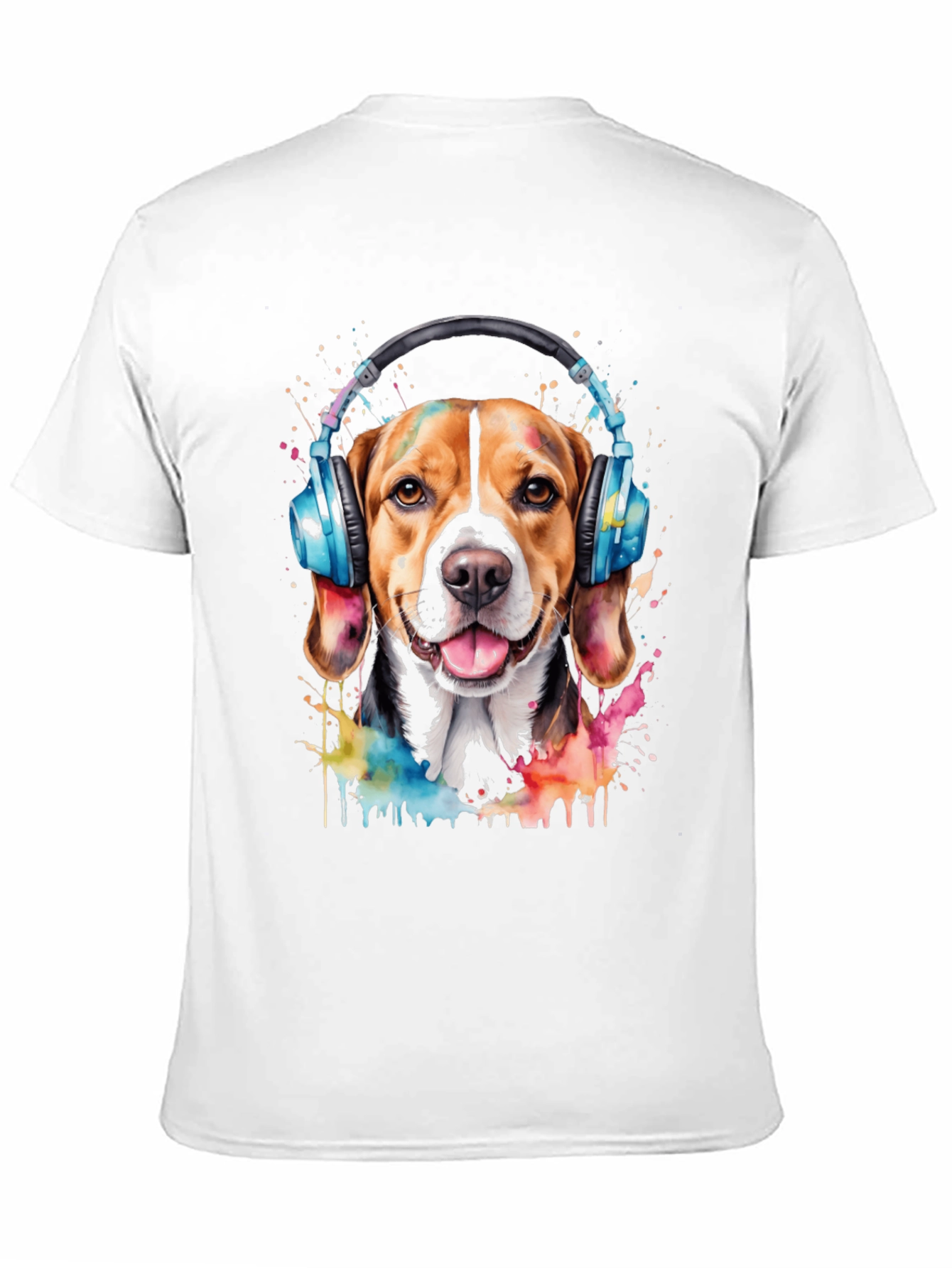 Black Dog with Headphones Graphic Tee view 11