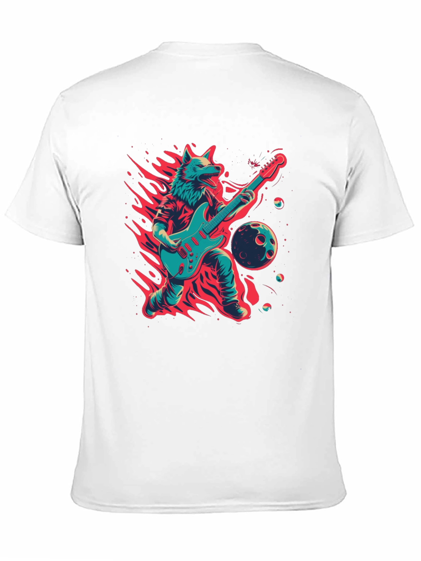 Black Wolf Guitarist Graphic T-Shirt - Unique Design view 11